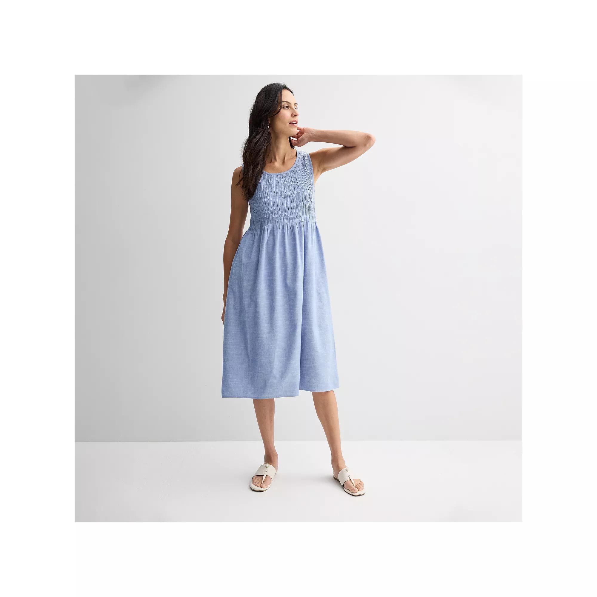 Women's Croft & Barrow® Smocked Midi Dress, Size: Medium, Frontier Blue Product Image