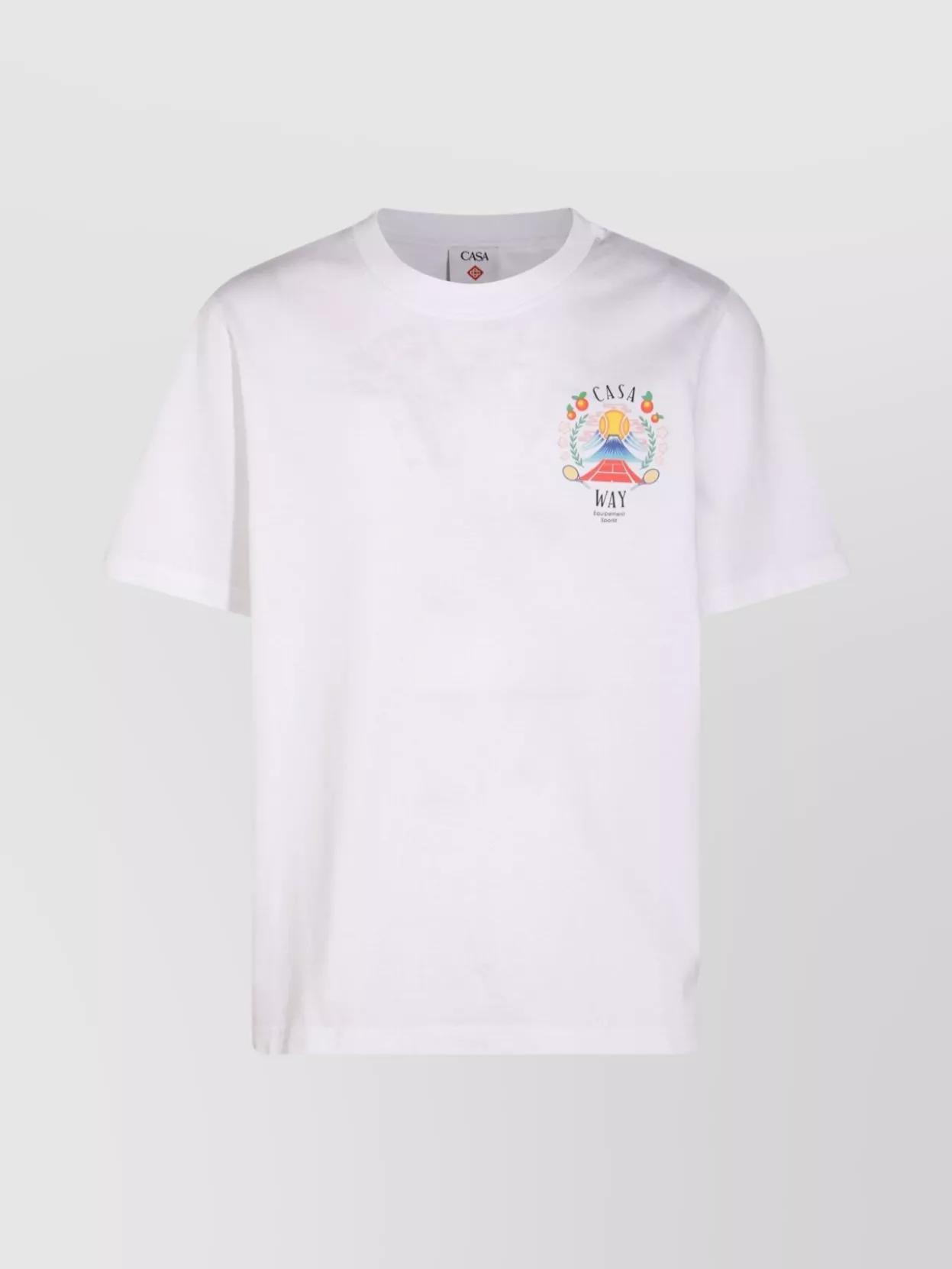 CASABLANCA T-shirt Girocollo Con Logo Sul Fronte In Cotone Bianca Uomo In Neutral Product Image