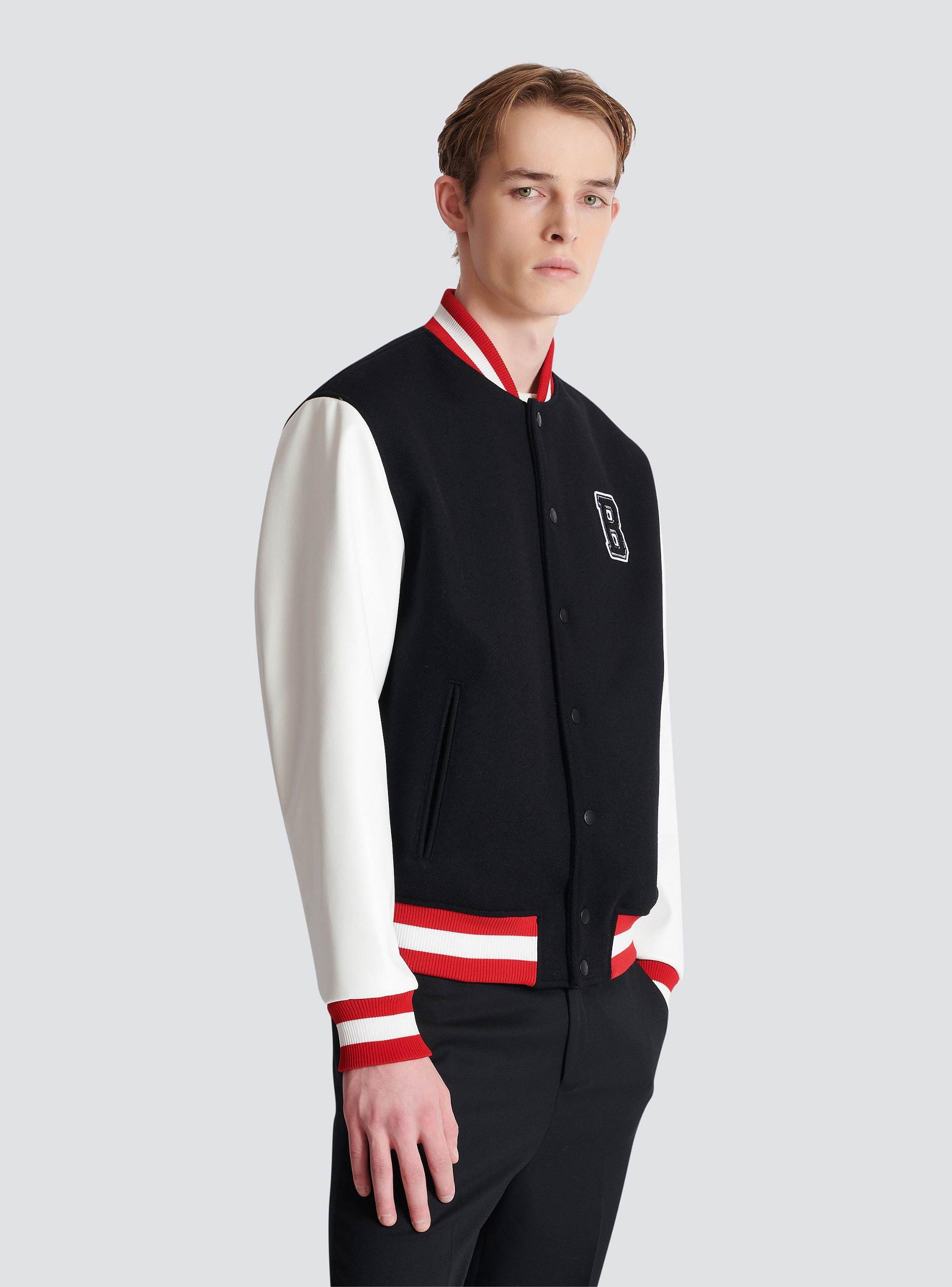 Varsity wool and faux leather jacket Product Image