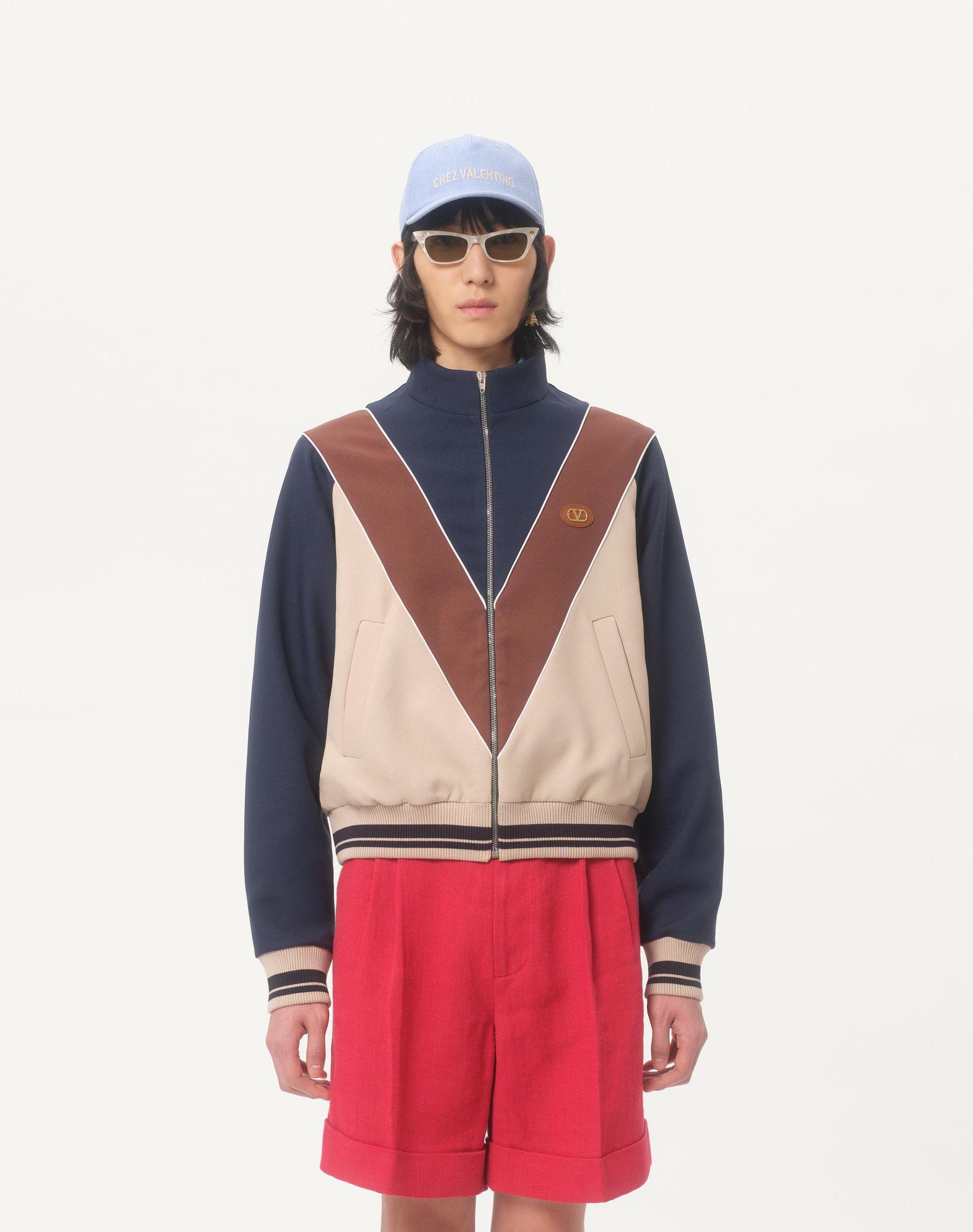 Nylon Sweatshirt With Zip And Vlogo Patch Product Image