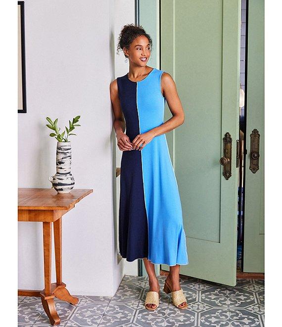 Karen Kane Crew Neck Sleeveless Color Block Midi Dress Product Image