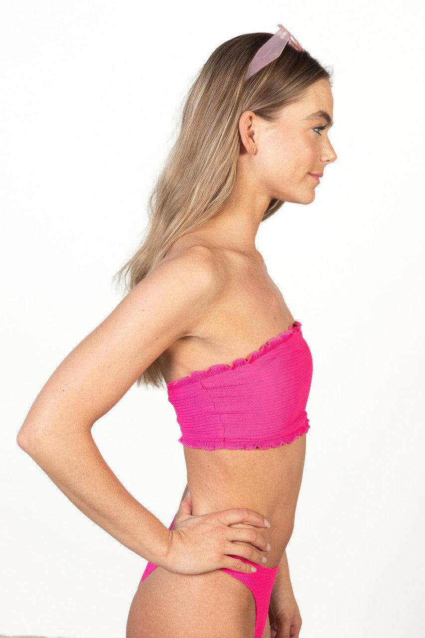 Fuchsia Textured Bandeau Bikini Top Product Image