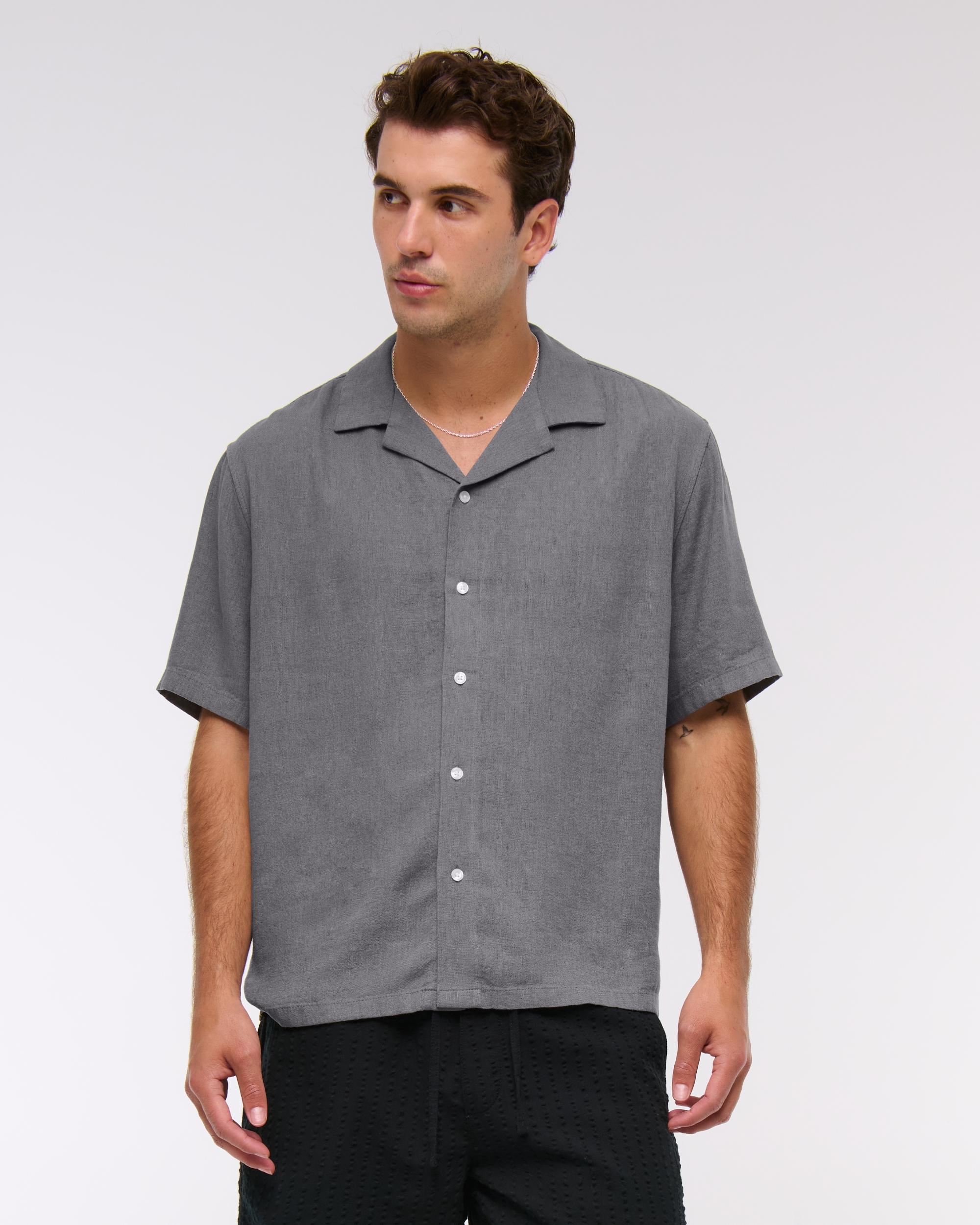 Camp Collar Summer Linen-Blend Shirt Product Image