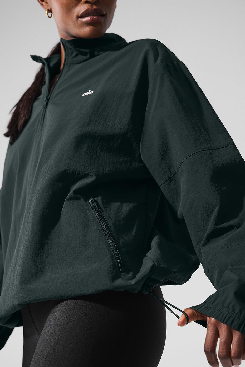 Light Weight Takeaway Track Pullover - Charcoal Green Female Product Image