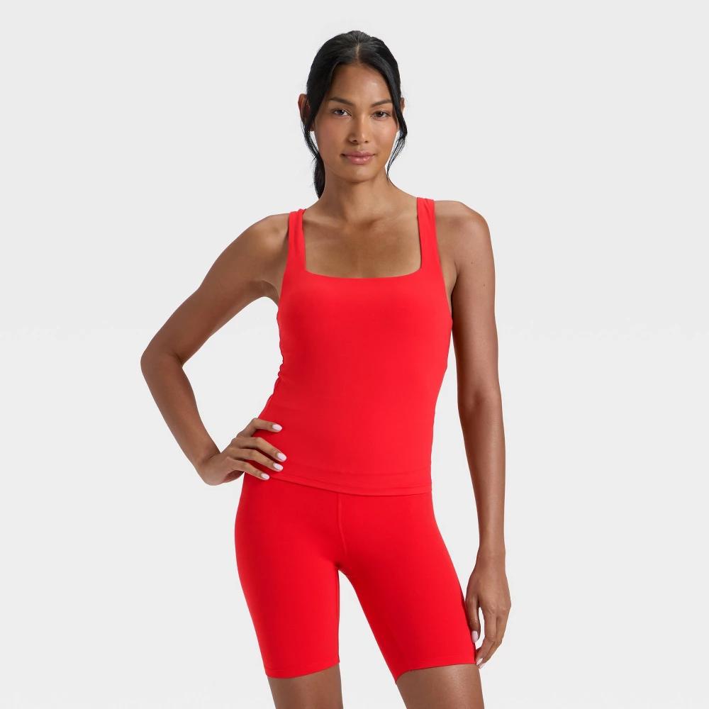 Women's Everyday Soft Square Neck Support Tank Top - All In Motion™ Red L Product Image