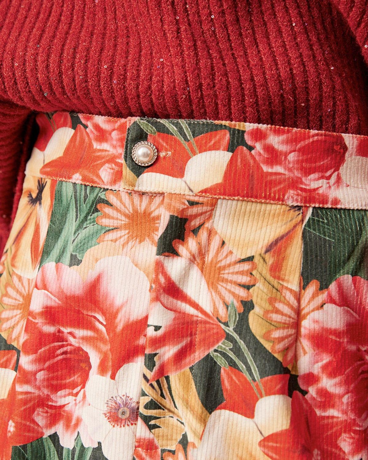The High Waisted Corduroy Floral Skirt Product Image