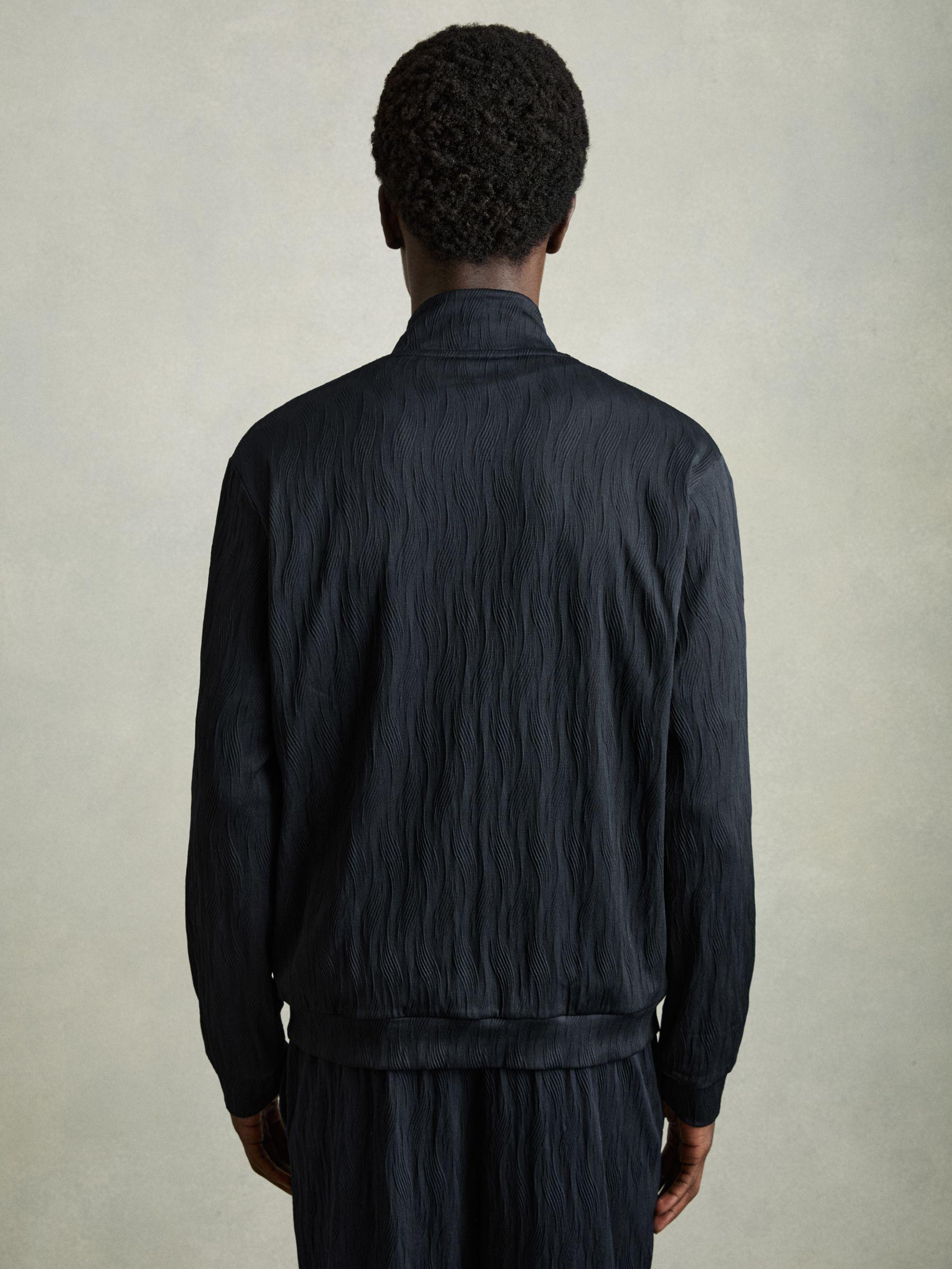 Wave-Jacquard Zip-Through Jacket in Navy Product Image