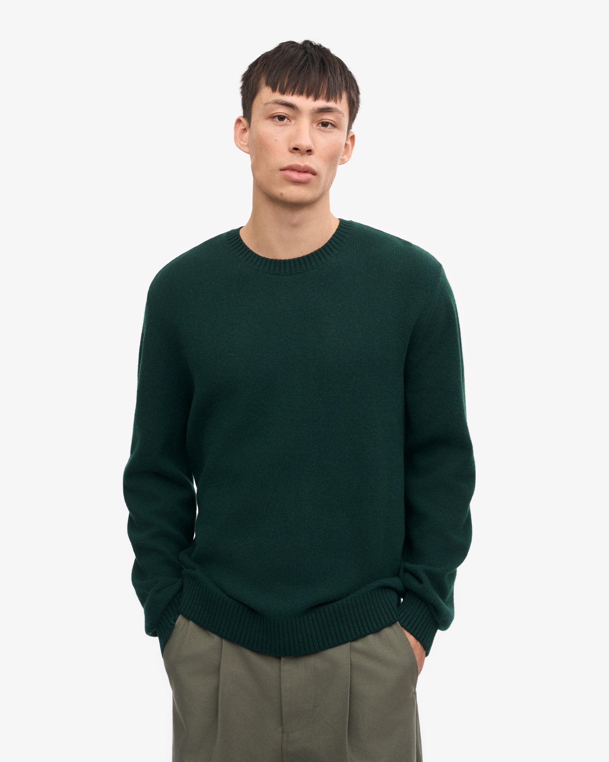 Classic Merino Wool Crew - Emerald Green Product Image