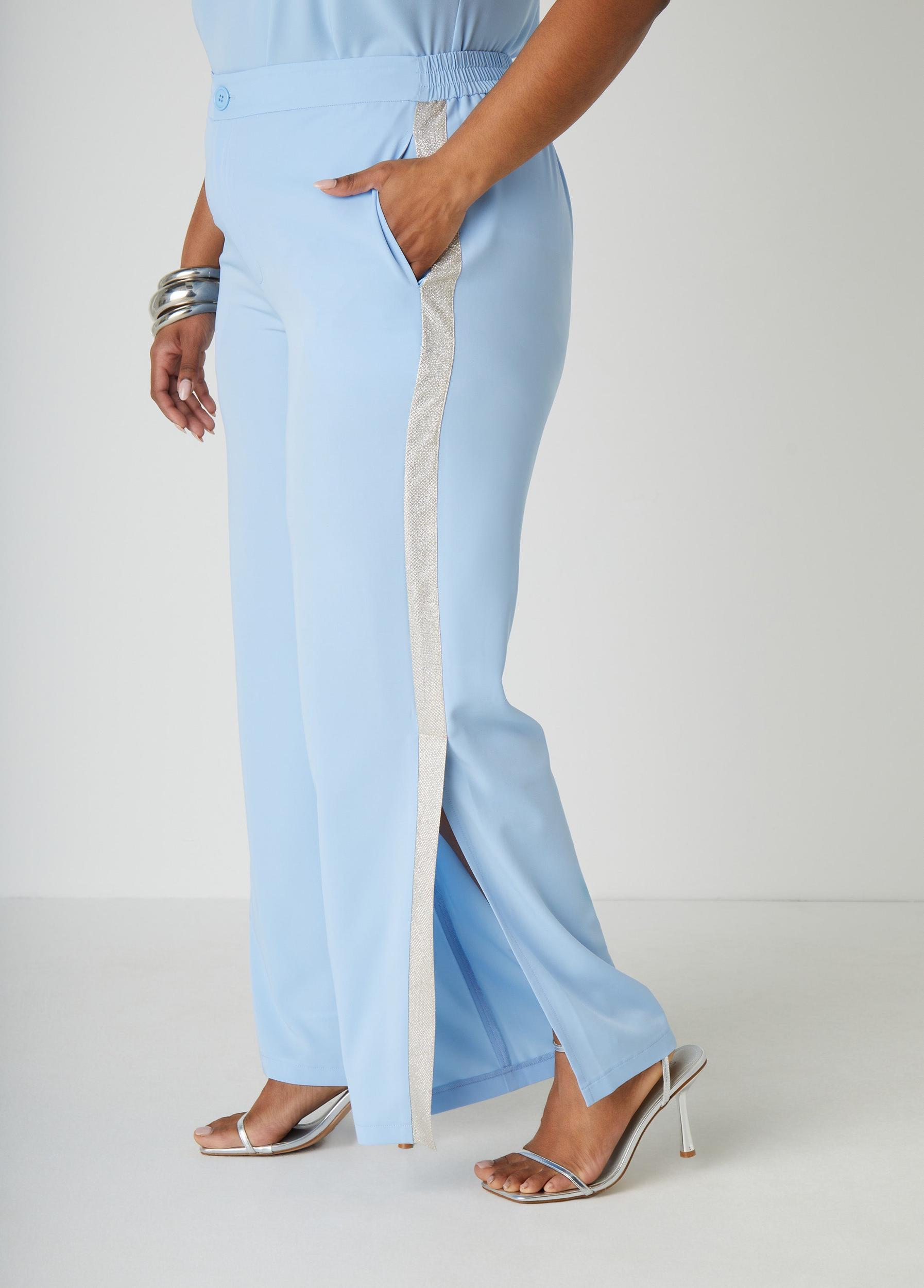 Metallic Trimmed Split Side Pants Product Image