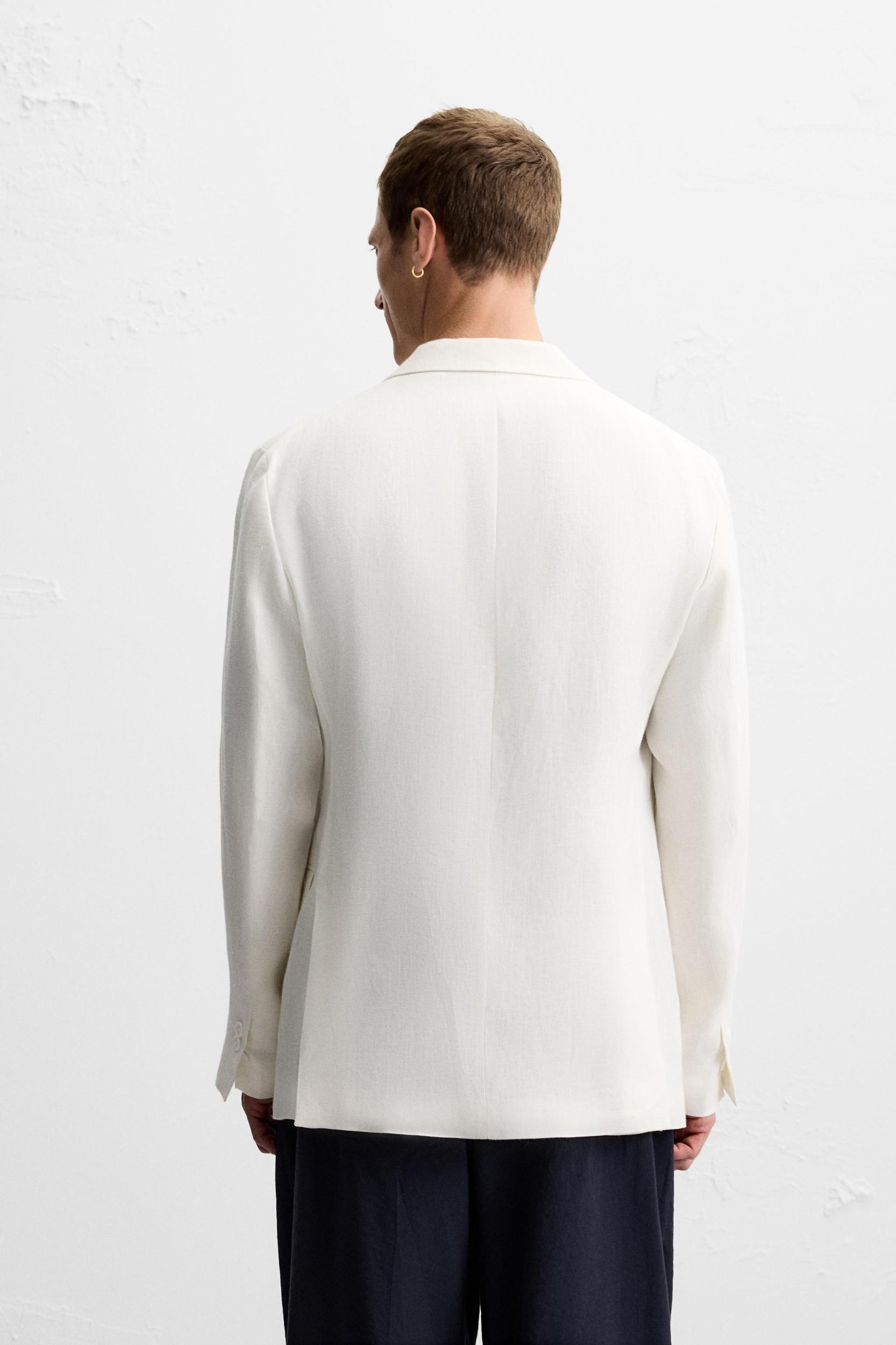 100% LINEN DOUBLE BREASTED BLAZER Product Image