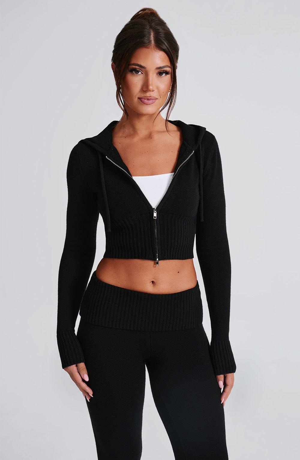 Portia Knit Hoodie - Black Product Image
