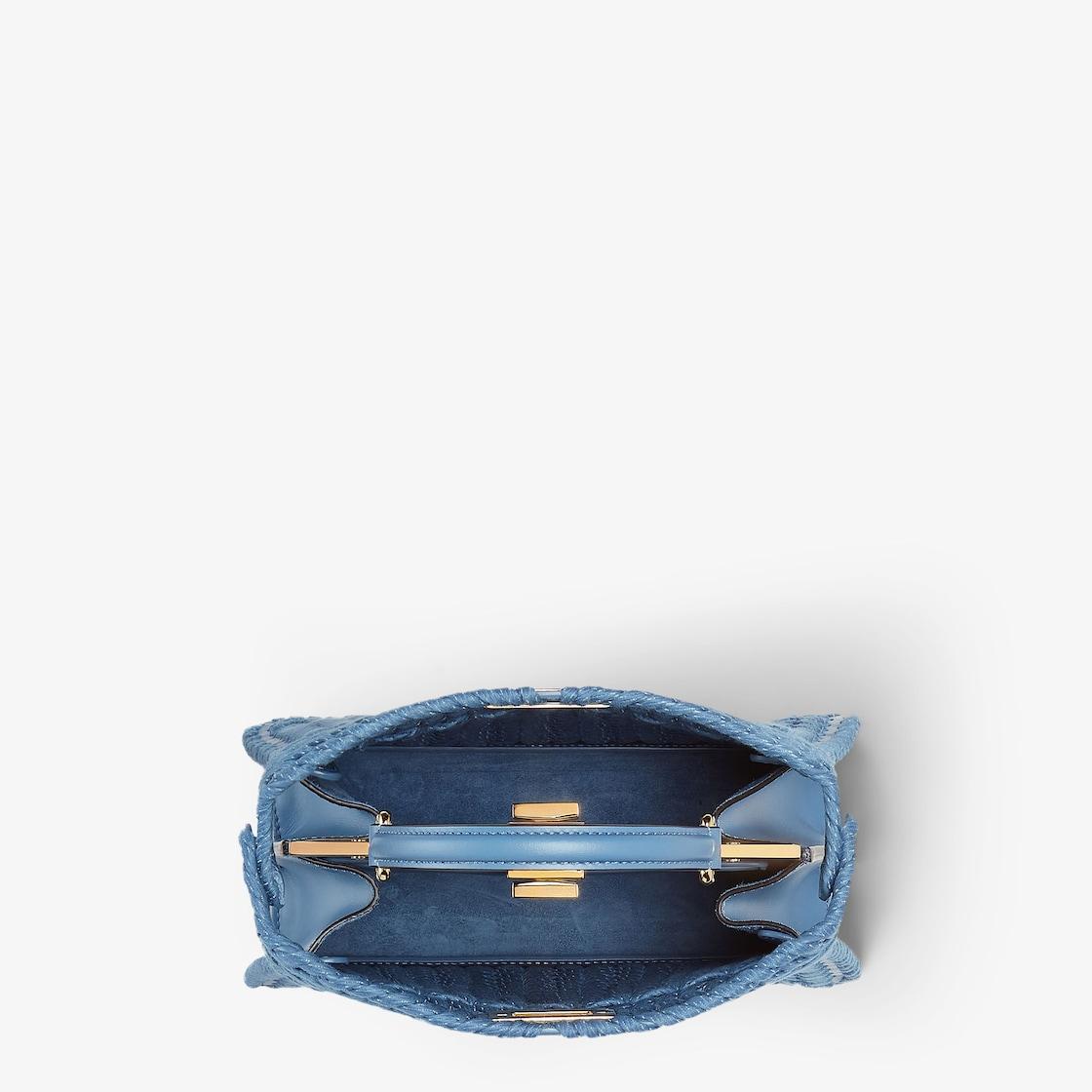 Peekaboo ISeeU SmallBlue jacquard interlaced leather bag Product Image