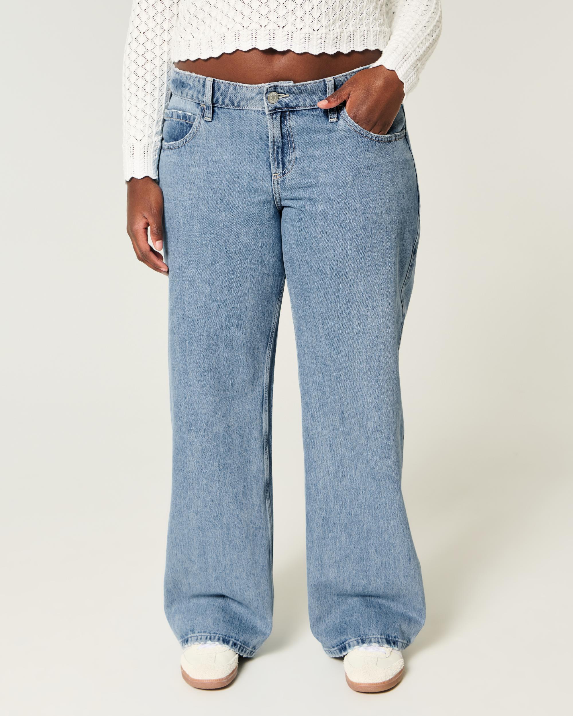 Curvy Low-Rise Medium Wash Baggy Jeans Product Image