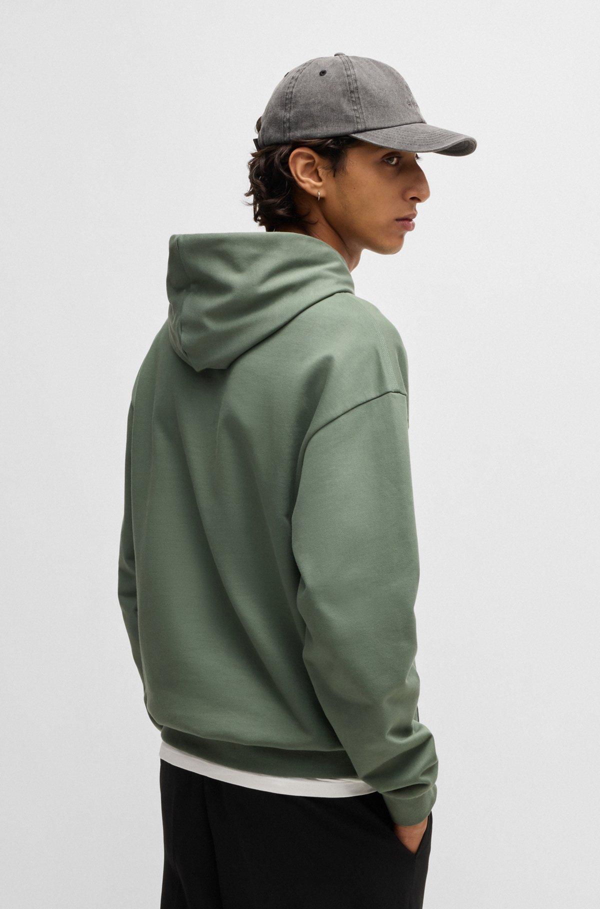 Cotton-terry hoodie with stacked smoke logo print Product Image