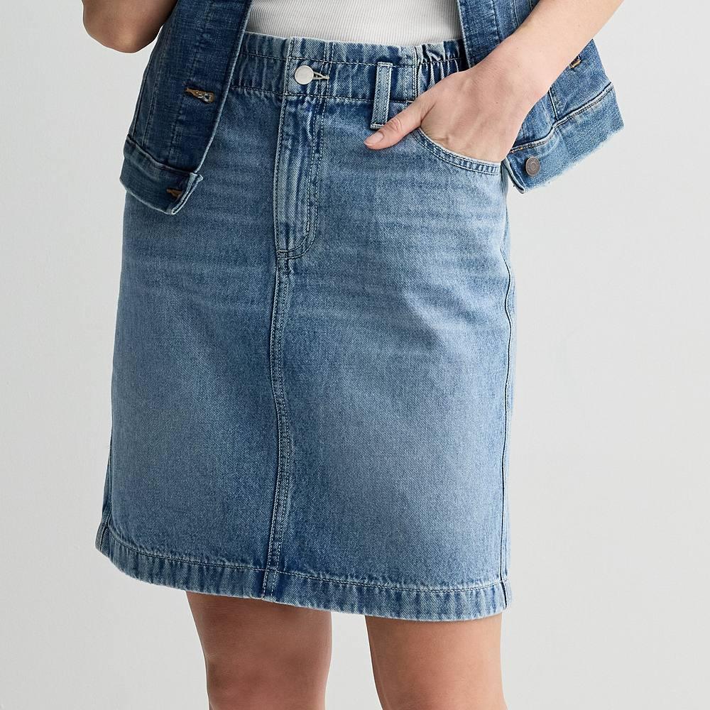Women's Sonoma Goods For Life® Paperbag Waist Denim Skirt, Size: Small, Med Blue Product Image