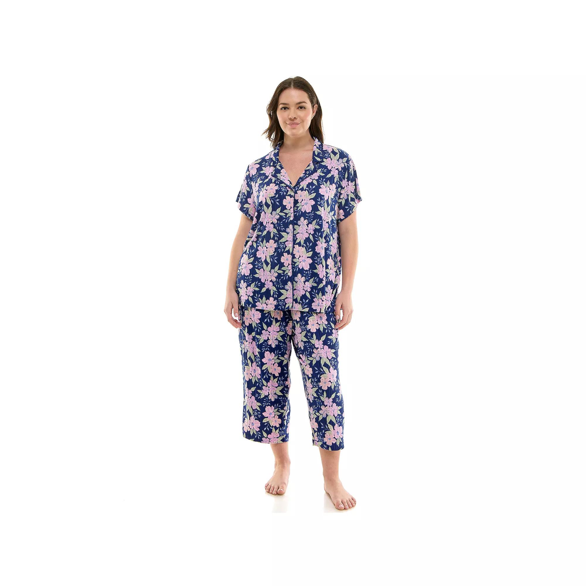 Plus Size Croft & Barrow® Wonderluxe Pajama Top & Pajama Pants Set, Women's, Size: 4XL, Contessa Floral Product Image