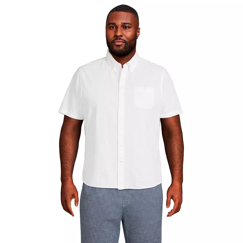 Big & Tall Lands' End Traditional-Fit Seersucker Button-Down Shirt, Men's, Size: 2XB, White Product Image