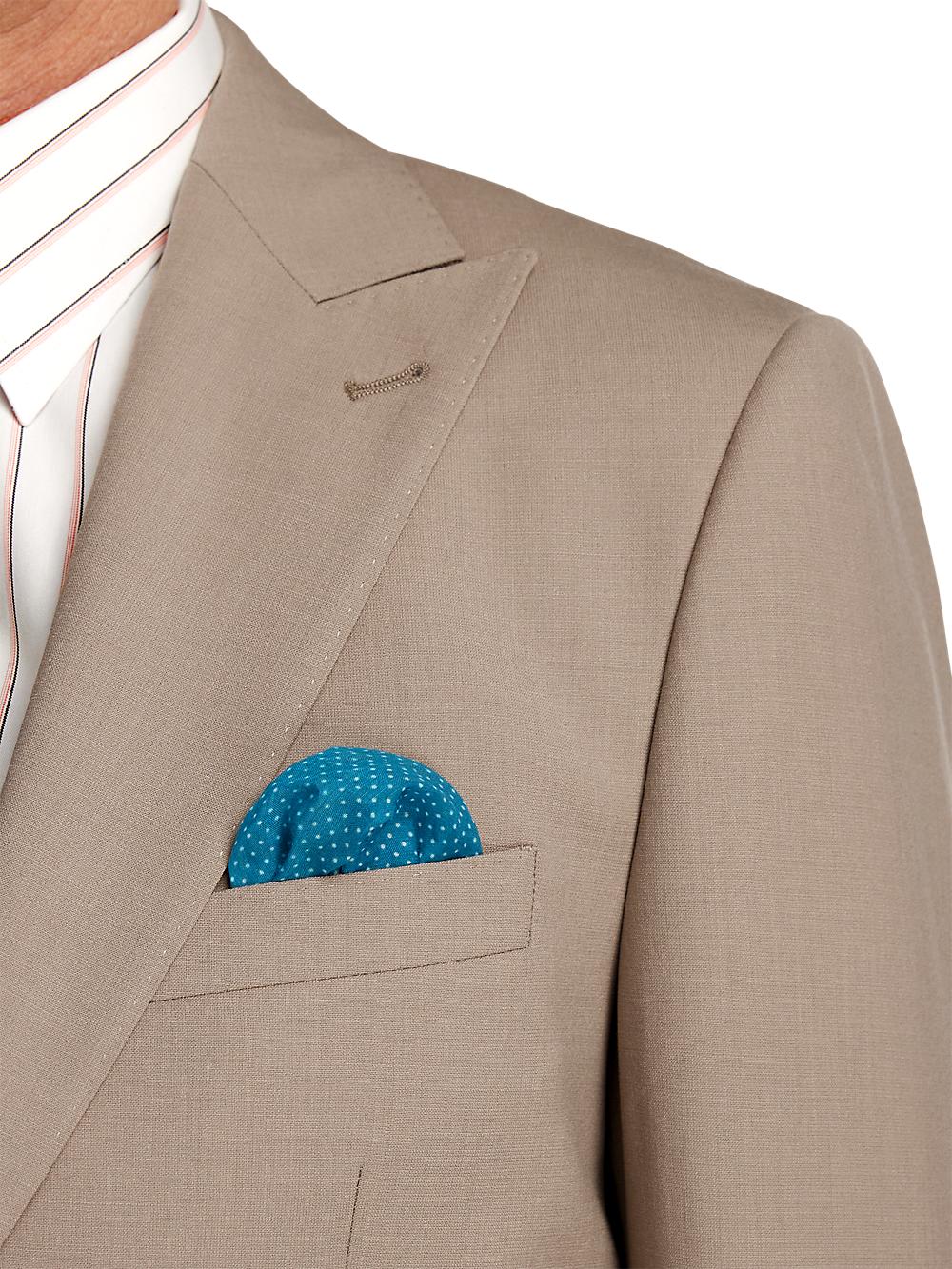 Wool Stretch Bengaline Peak Lapel Suit Jacket - Light Tan Product Image