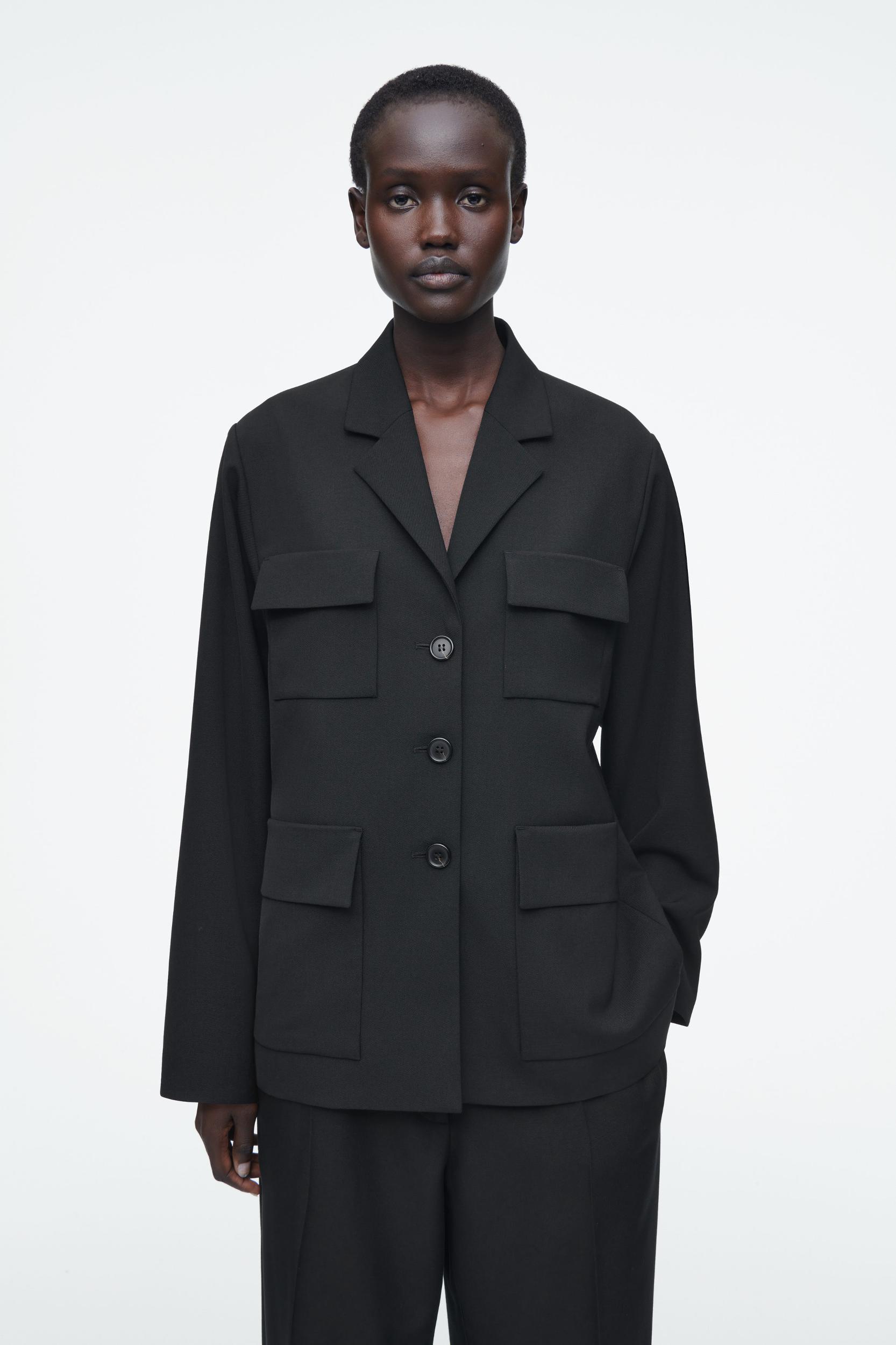 RELAXED SINGLE-BREASTED UTILITY BLAZER Product Image