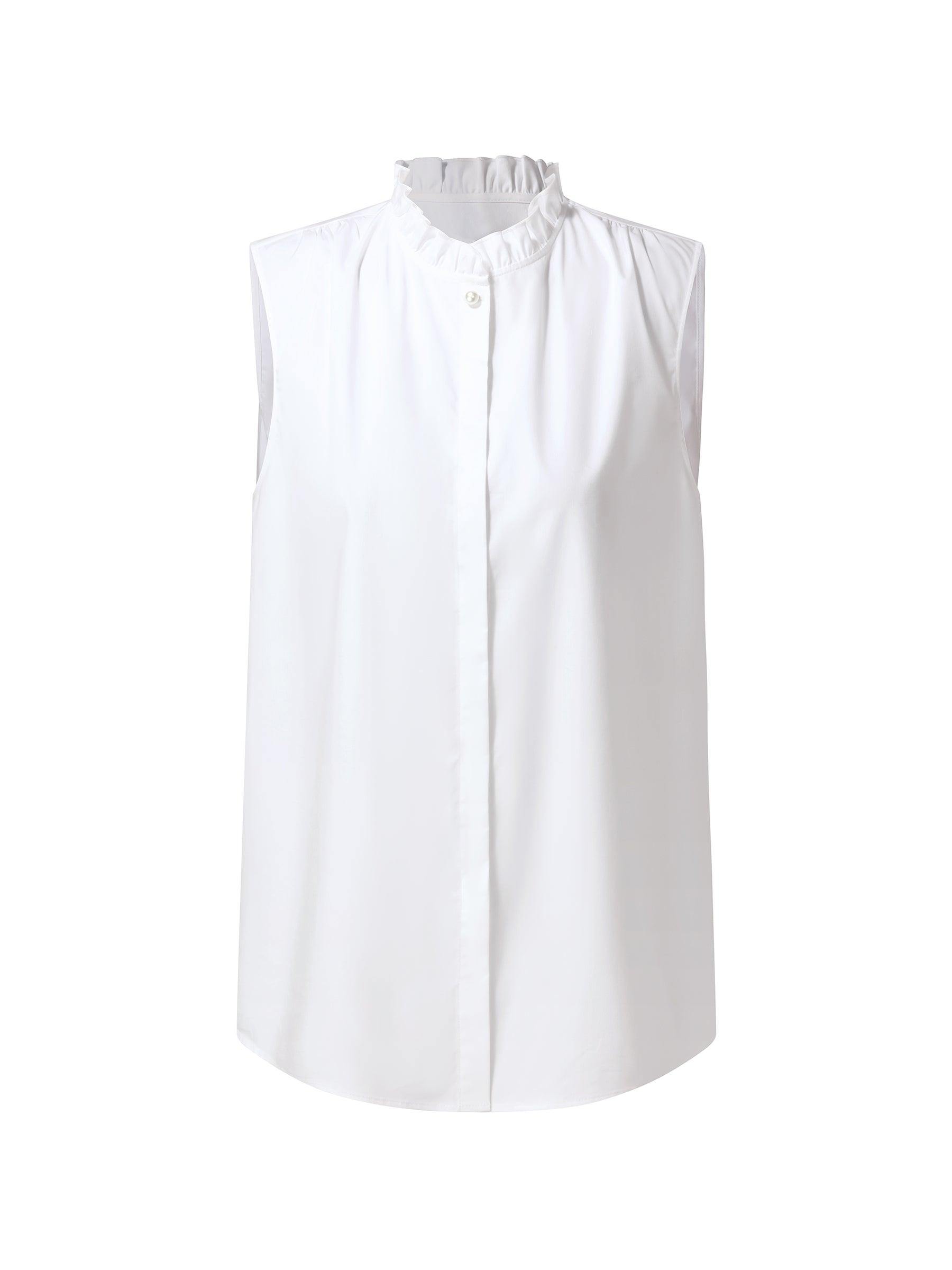 Ruffle Collar Women Sleeveless Shirt Product Image