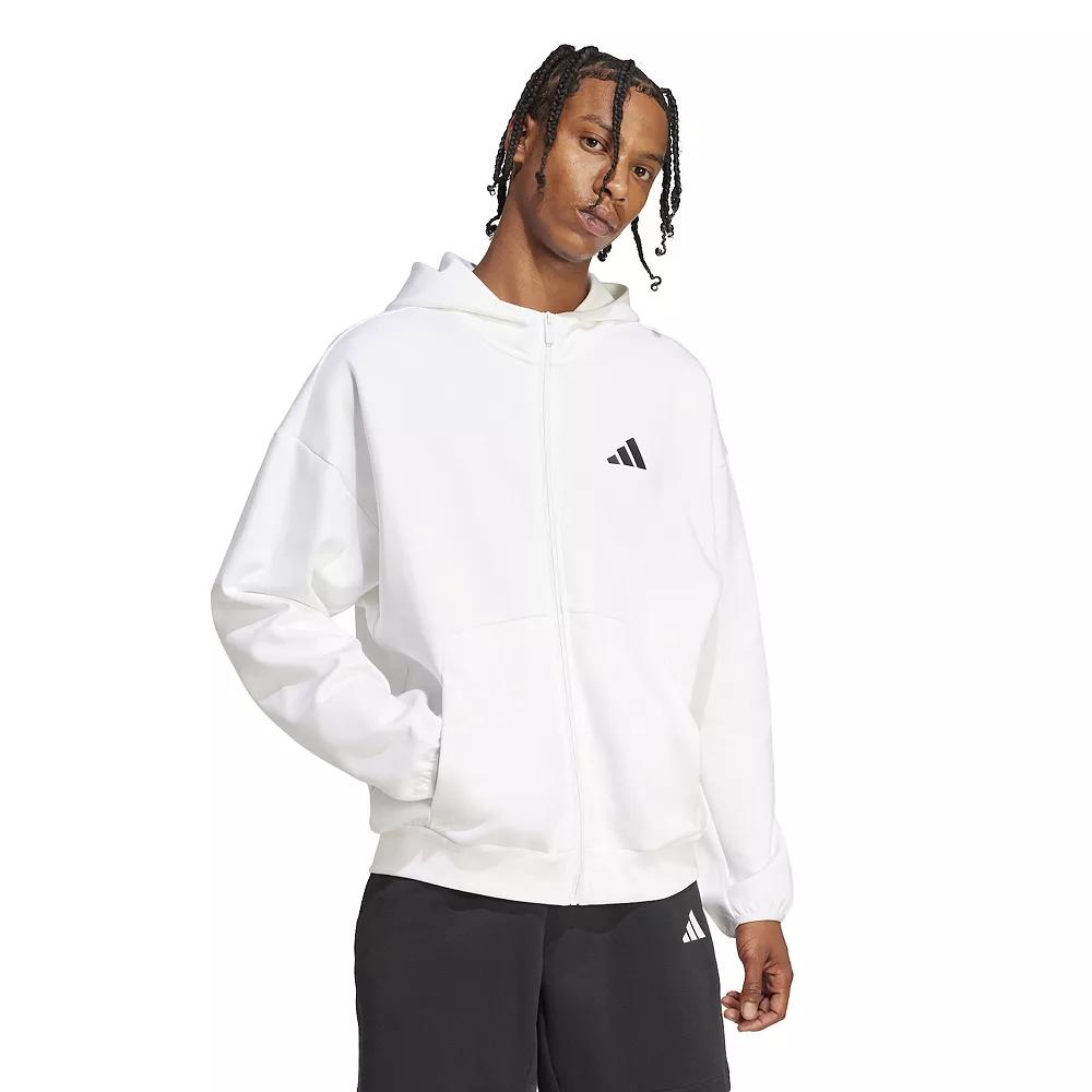 Men's adidas Future Icons Small Logo Full-Zip Sportswear Hoodie, Size: Medium, White Product Image