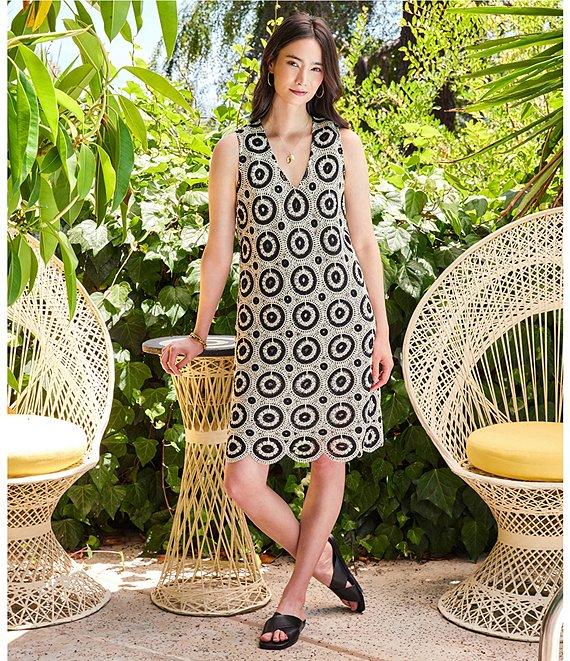 Karen Kane Crochet V-Neck Sleeveless Shift Dress Product Image