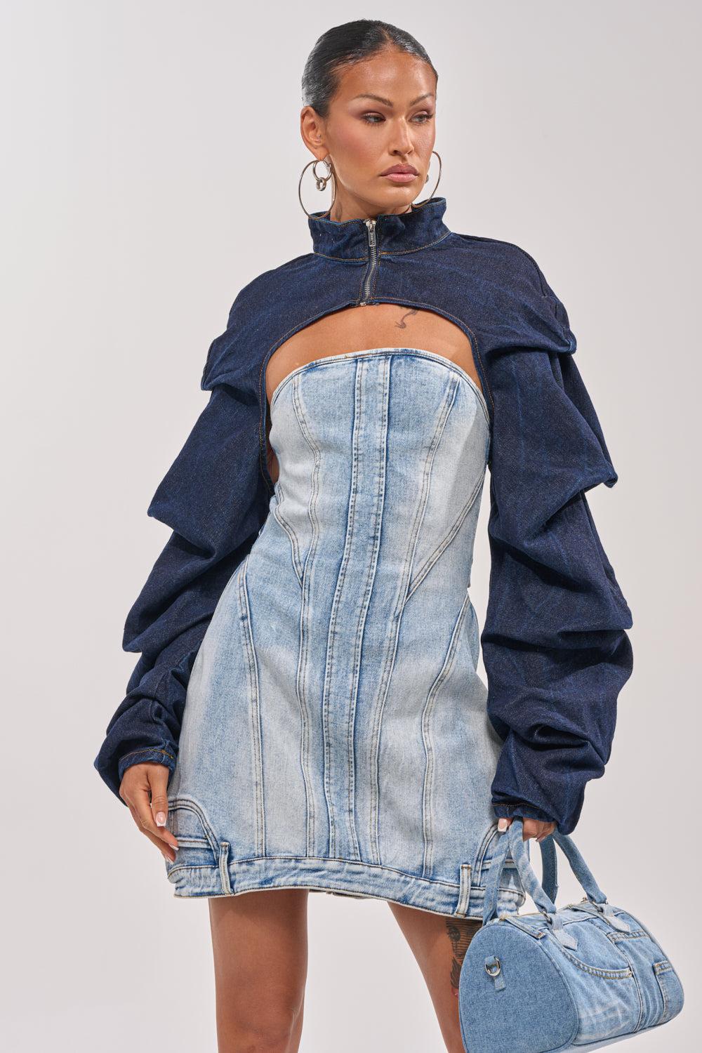 SPOIL ME BOLERO IN DARK DENIM Product Image