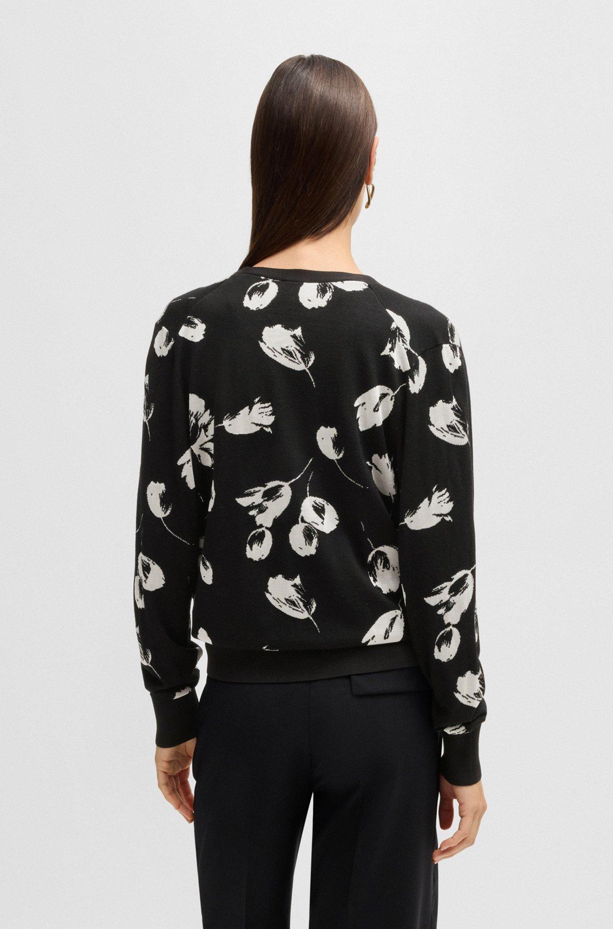 Merino wool-blend cardigan with tulip jacquard Product Image