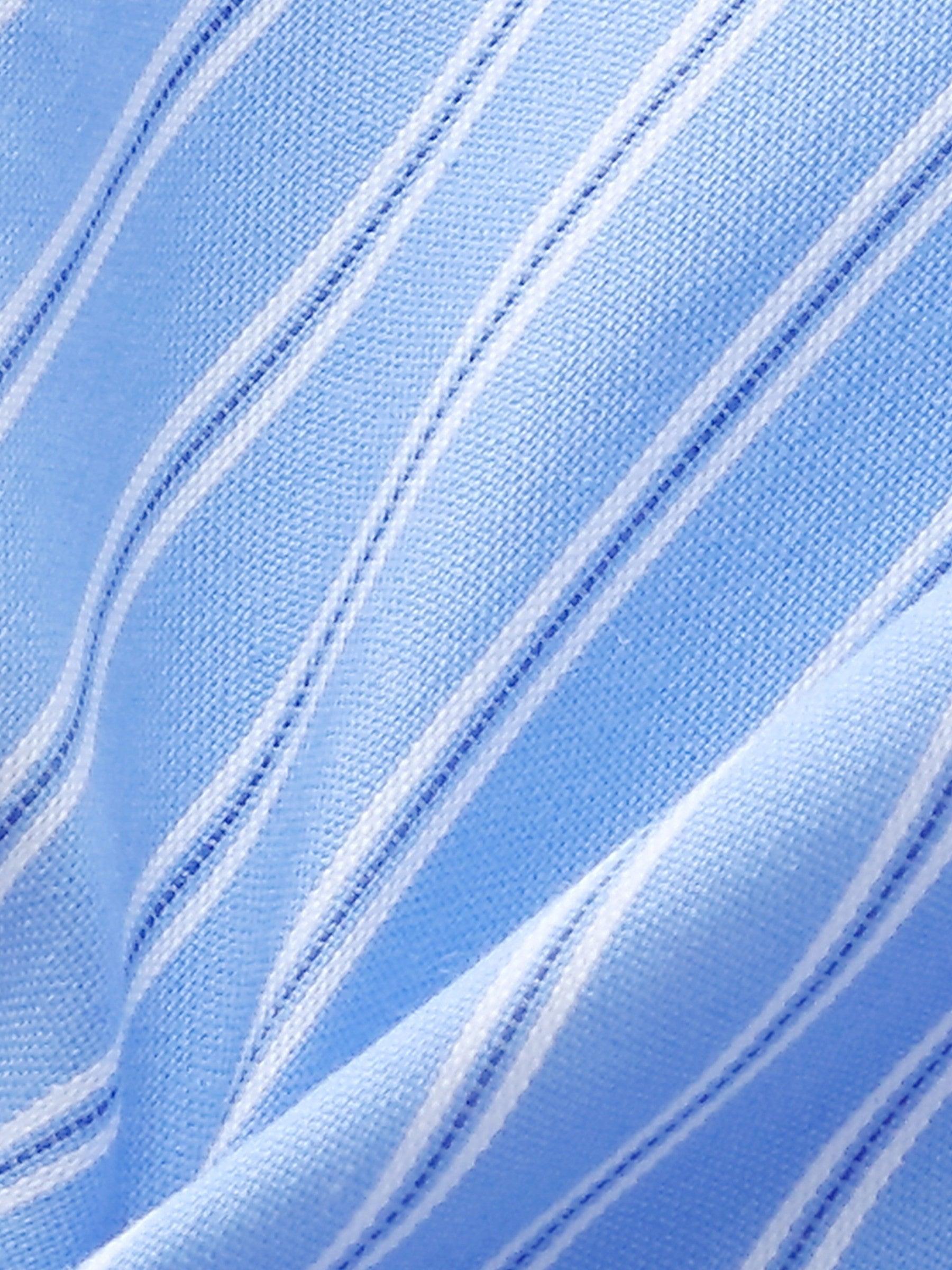 Blue And White Stripe Women Long Sleeve Shirt Product Image