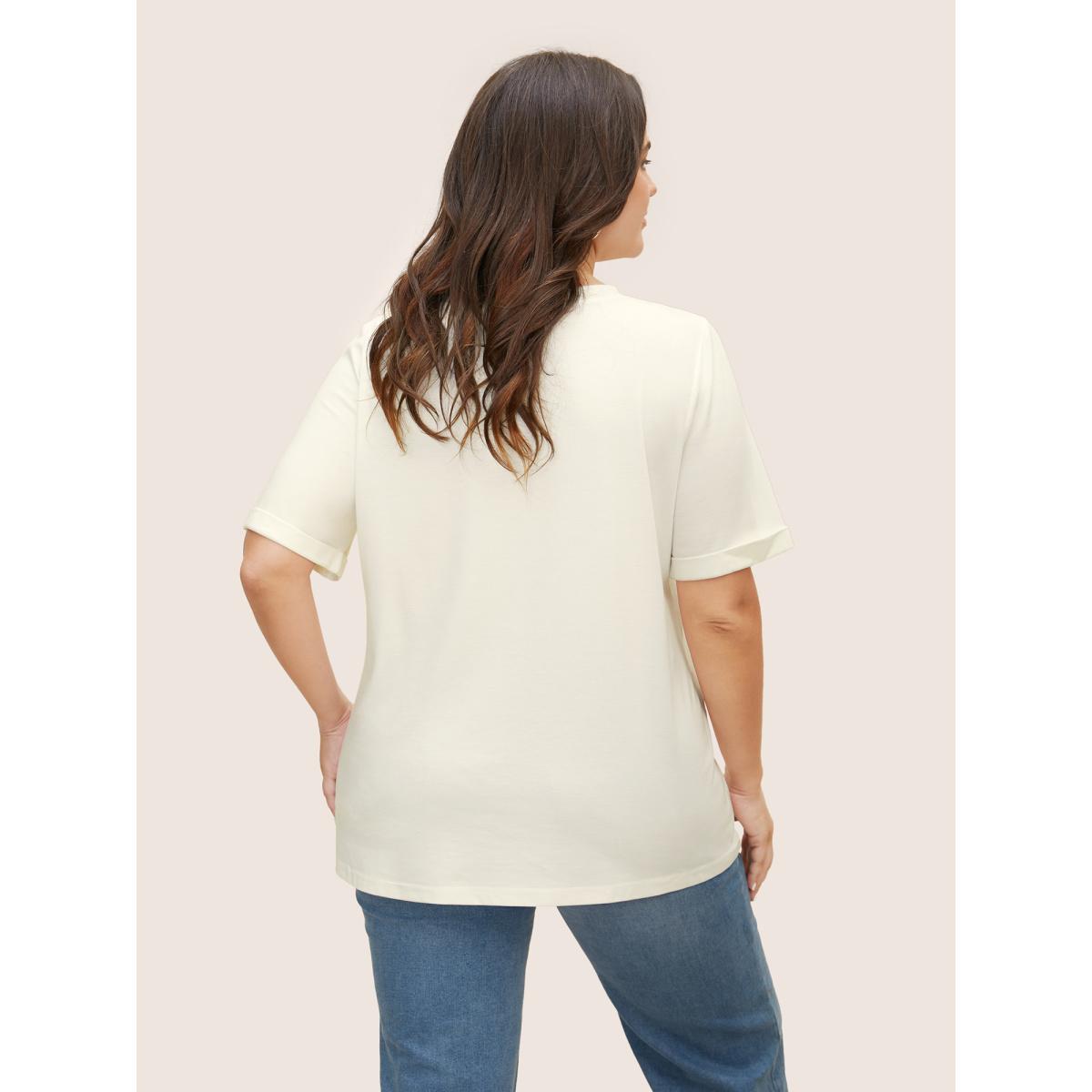 Plus Size Art & Design Tomato Print Round Neck T-shirt WhiteSmoke Women Casual Contrast Art&design Round Neck Everyday T-shirts BloomChic 12/L Product Image