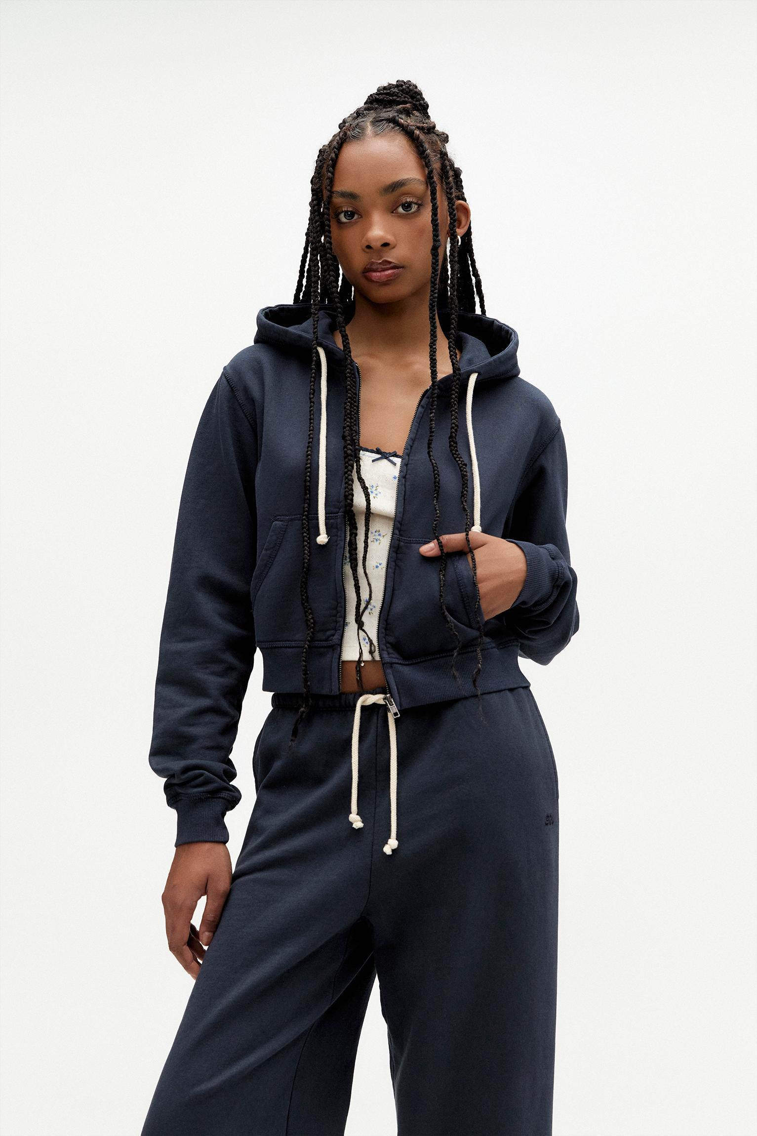 Cropped zip-up hoodie Product Image