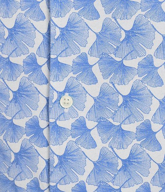 Cremieux Blue Label Jersey Leaf Print Short Sleeve Coatfront Shirt Product Image