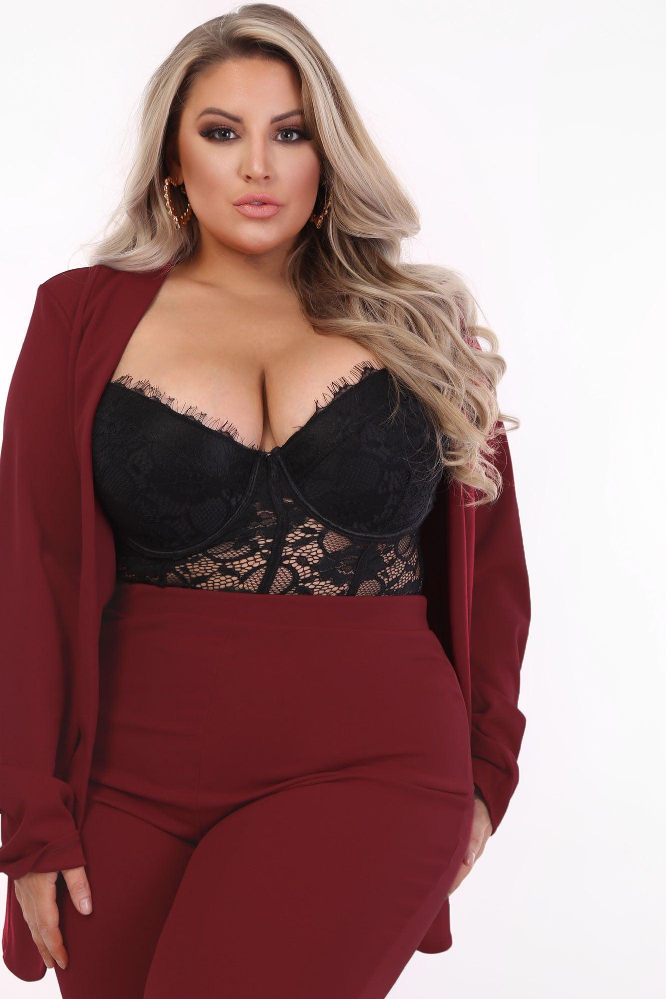 Payin' It Forward Blazer Set - Burgundy Product Image