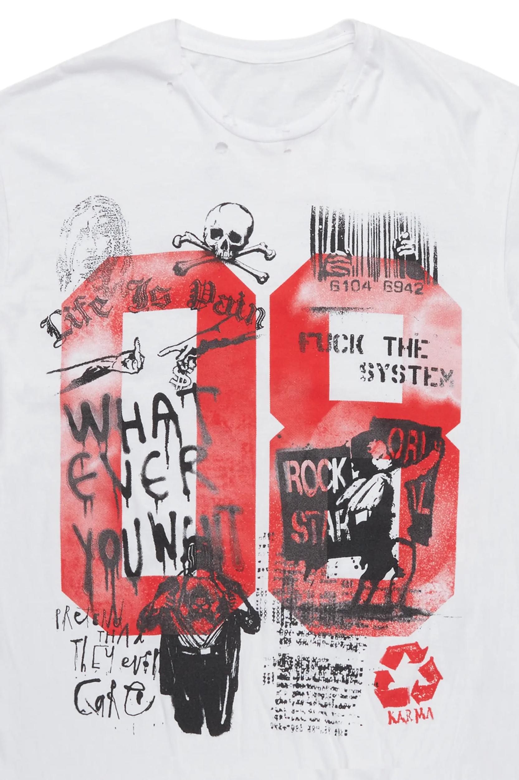 Grill White Graphic Oversized T-Shirt Male Product Image