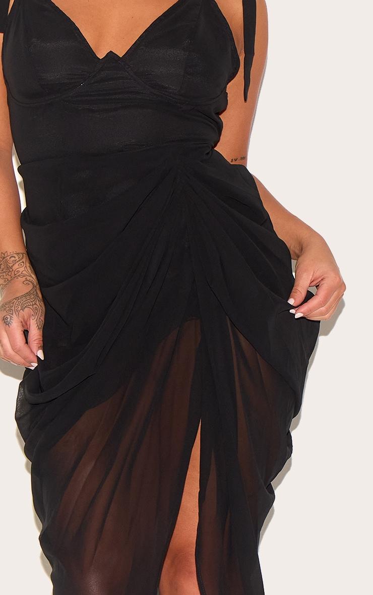 Plus Black Underwire Detail Draped Midi Dress Product Image
