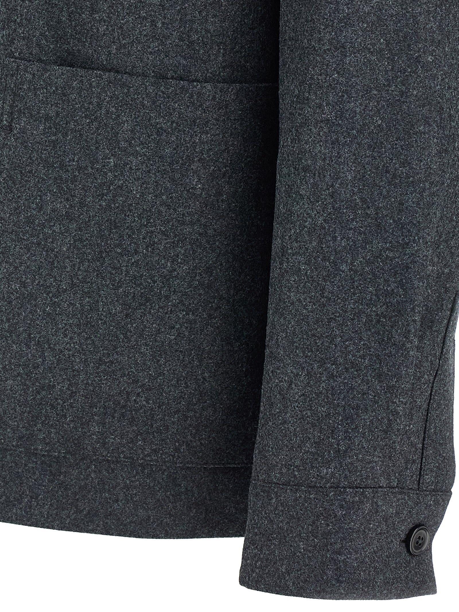 ZEGNA Wool Jacket Featuring Long Sleeves And Pockets In Blue Product Image
