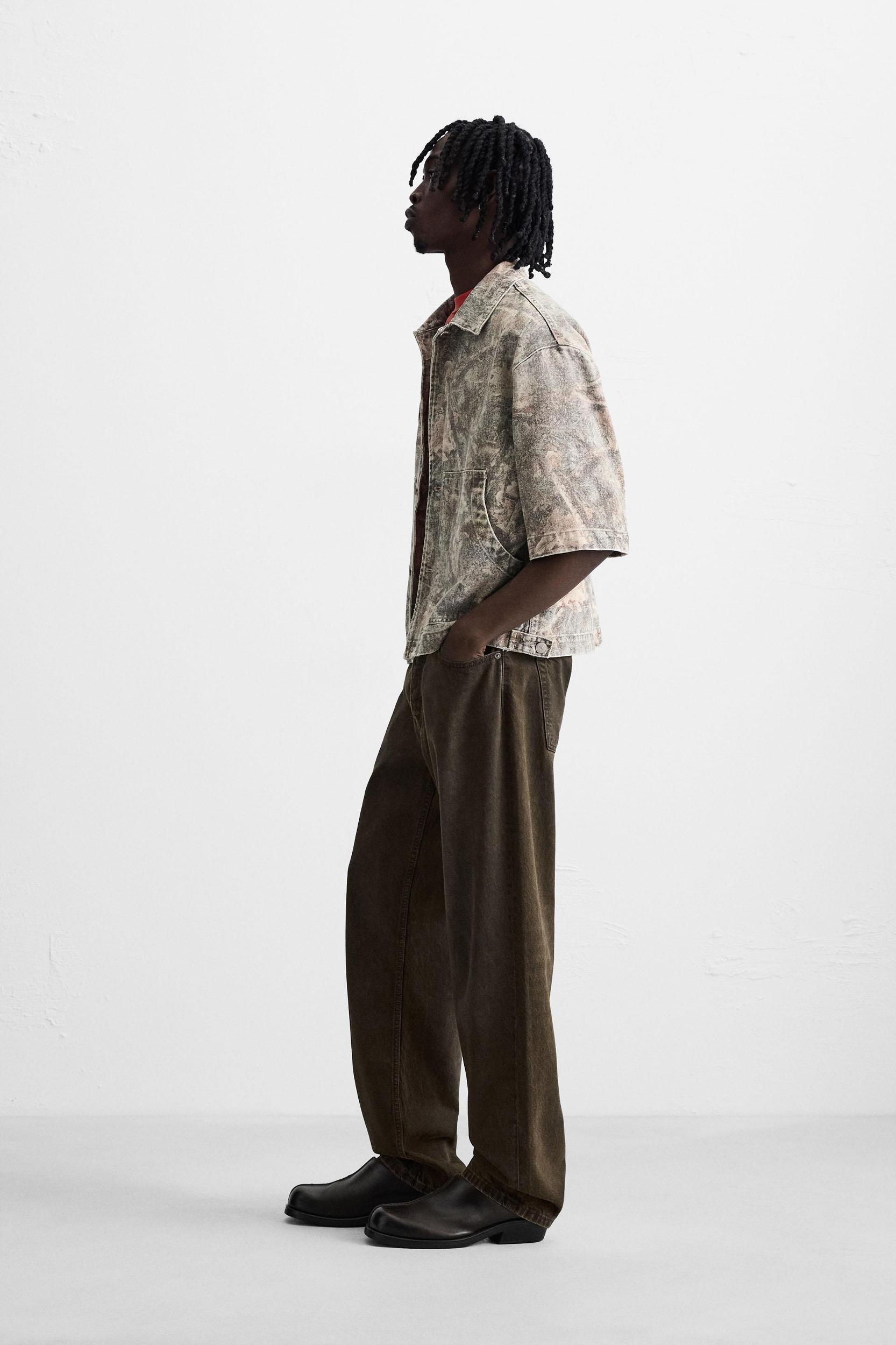 WASHED ABSTRACT PRINT OVERSHIRT Product Image