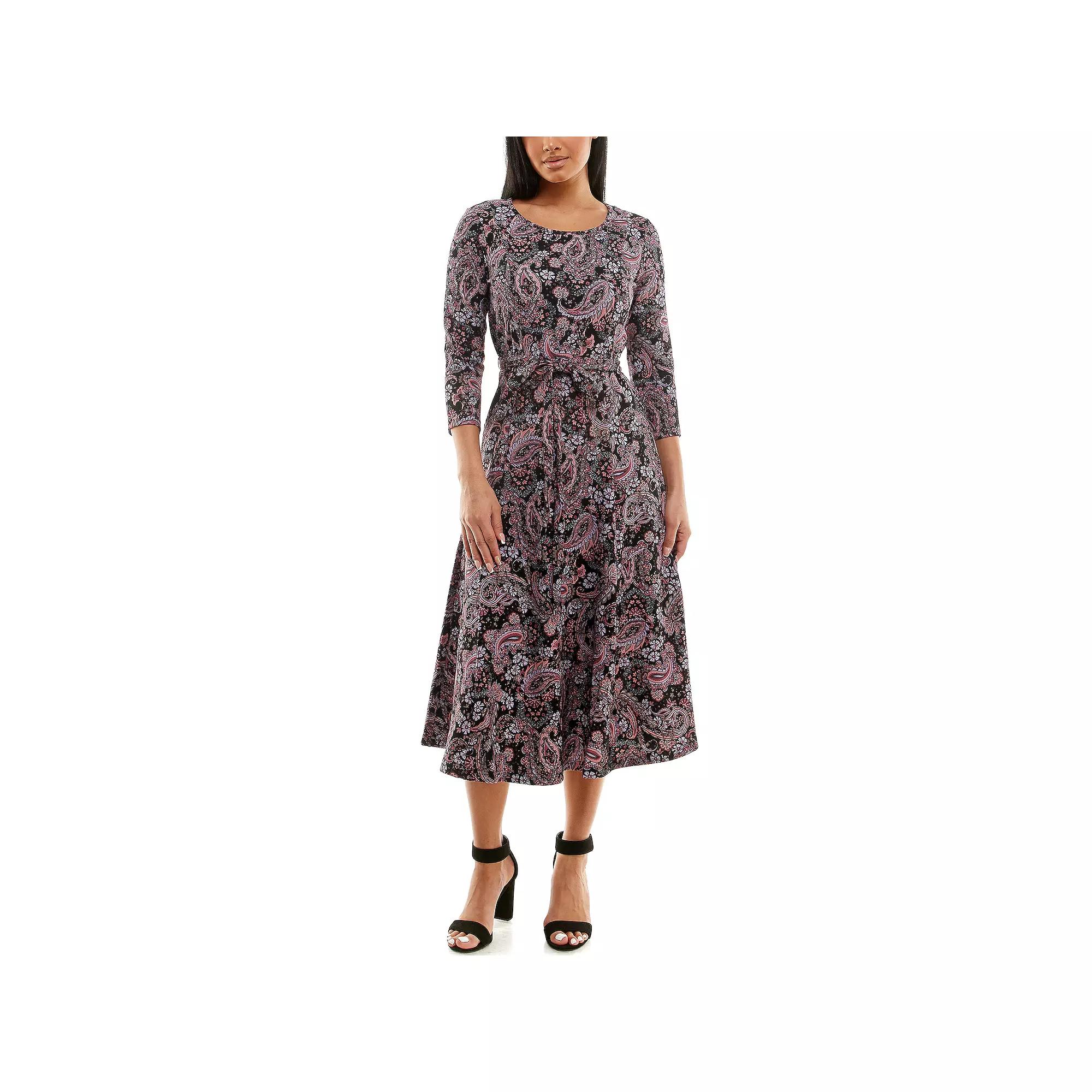 Women's Nina Leonard Sylvia Print Midi Dress,  Product Image