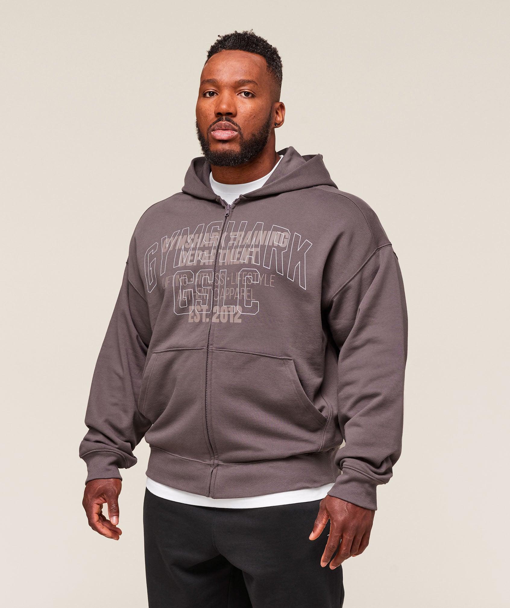 Gymshark Authentic Apparel Zip Up Hoodie - Brushed Purple Male Product Image