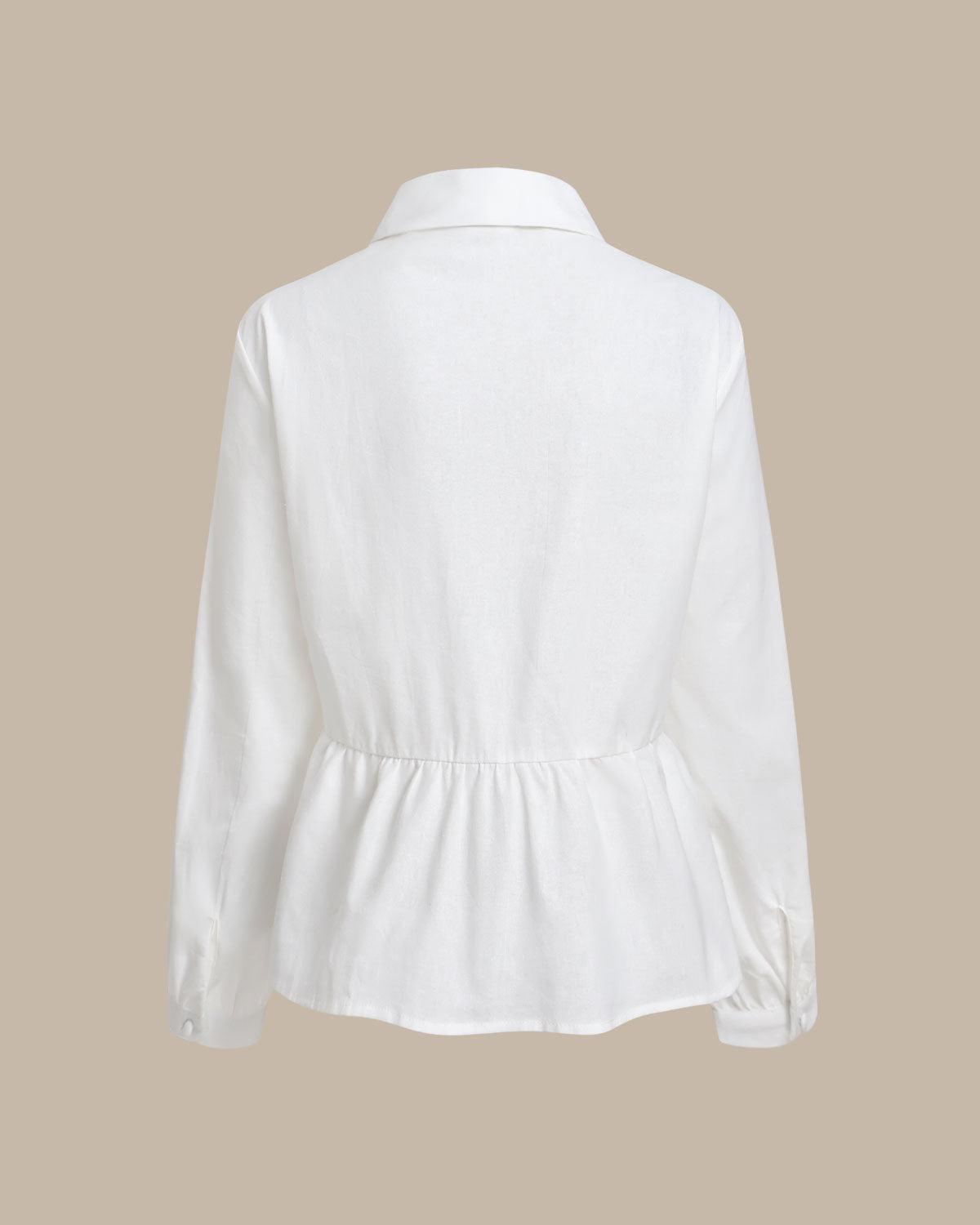 White Lace Pleated Shirt Product Image