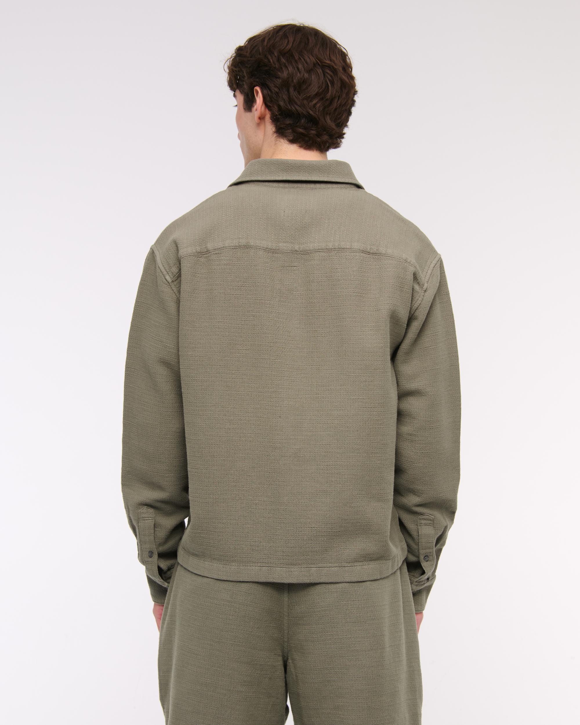 Cropped Slub Button-Up Shirt Product Image