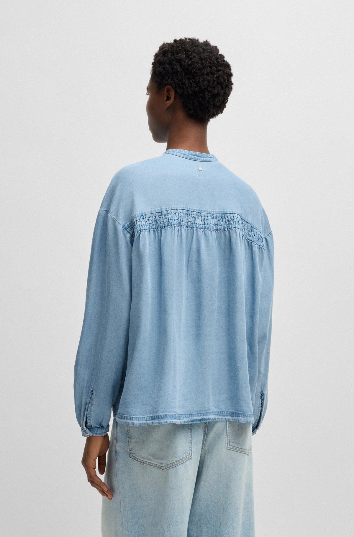 Relaxed-fit blouse in denim-look fabric Product Image