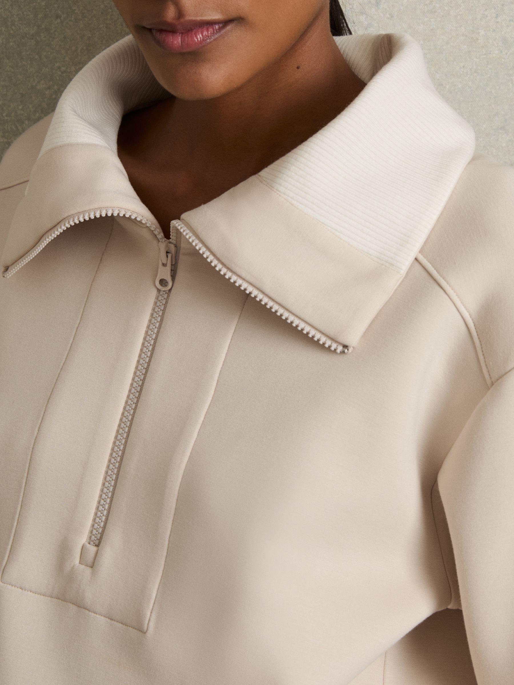 Interlock Half-Zip Drawstring-Hem Sweatshirt in Stone Product Image