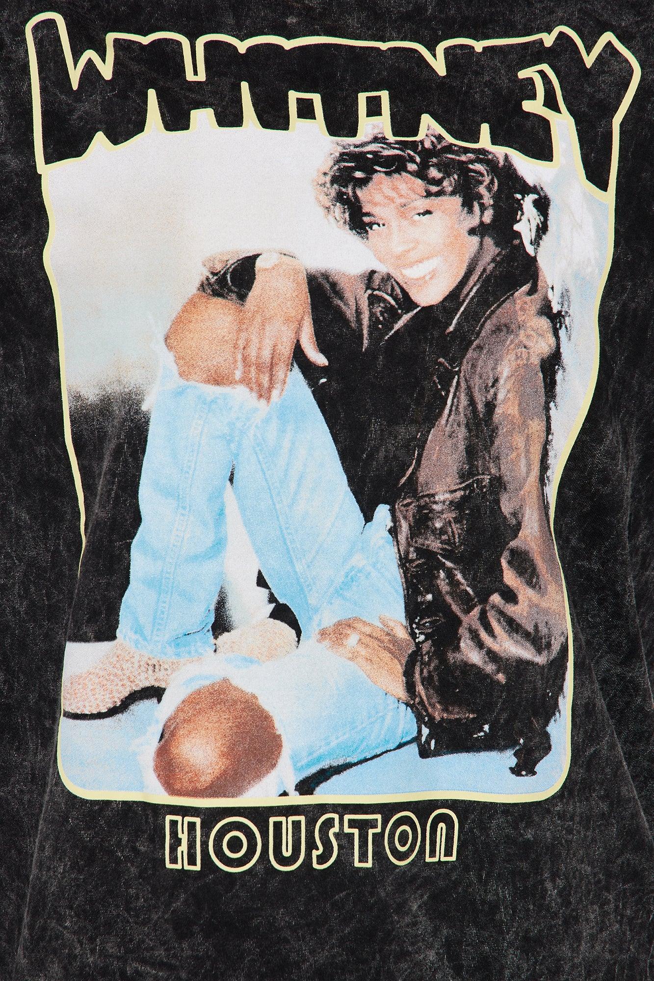 Whitney Houston Washed Oversized Tee - Black Product Image
