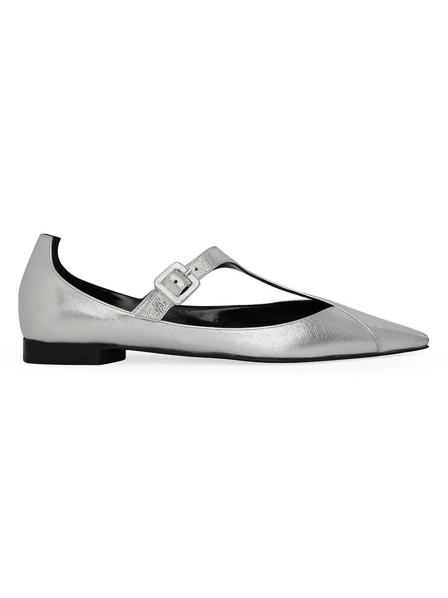 Womens Eddie Metallic Leather Flats Product Image