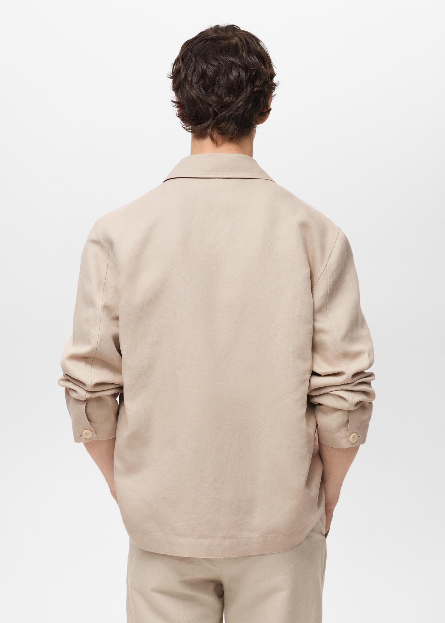 Straight-fit linen overshirt - Men | MANGO USA Product Image