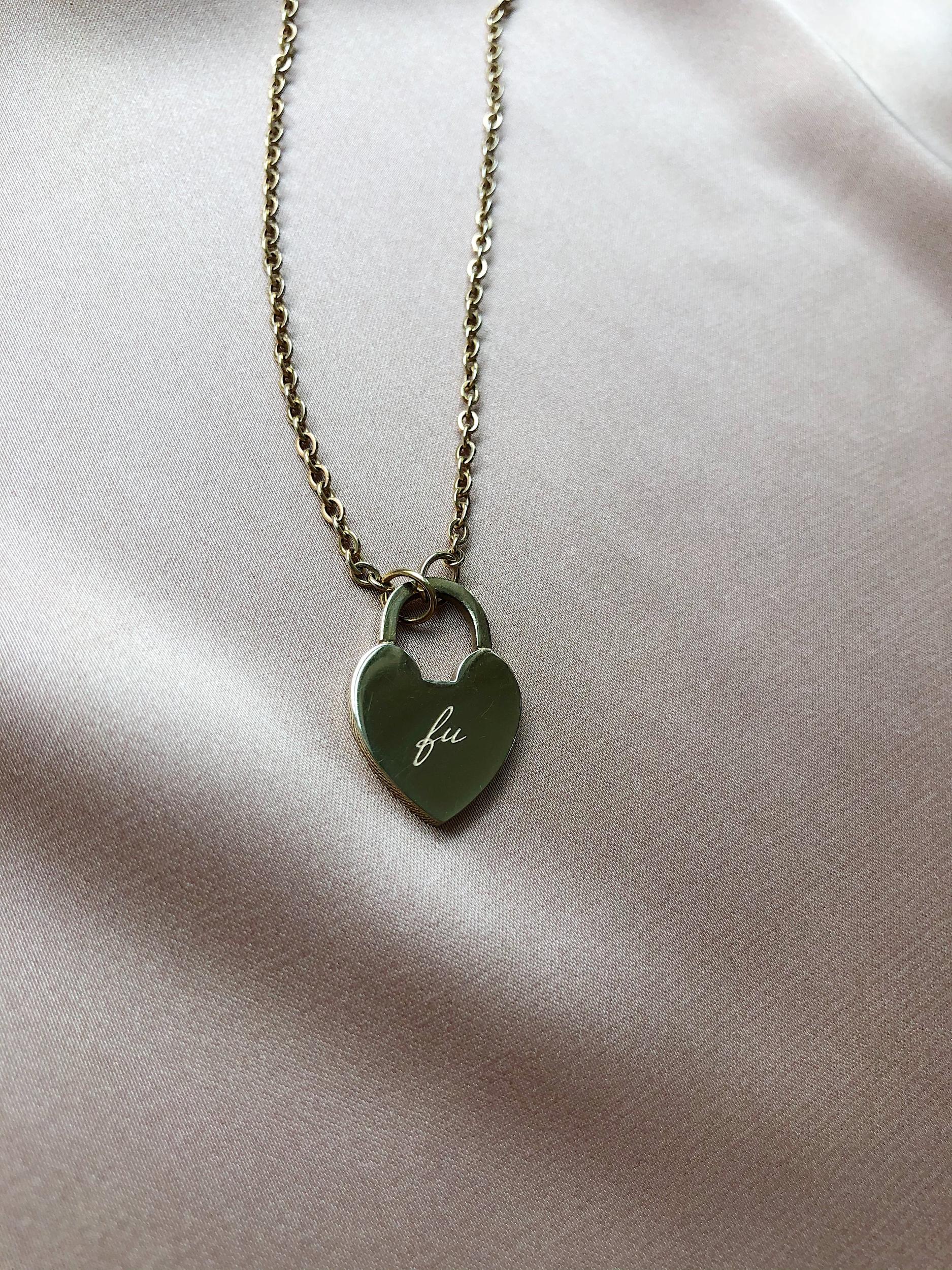 FU Heart Padlock Pendant Necklace Product Image