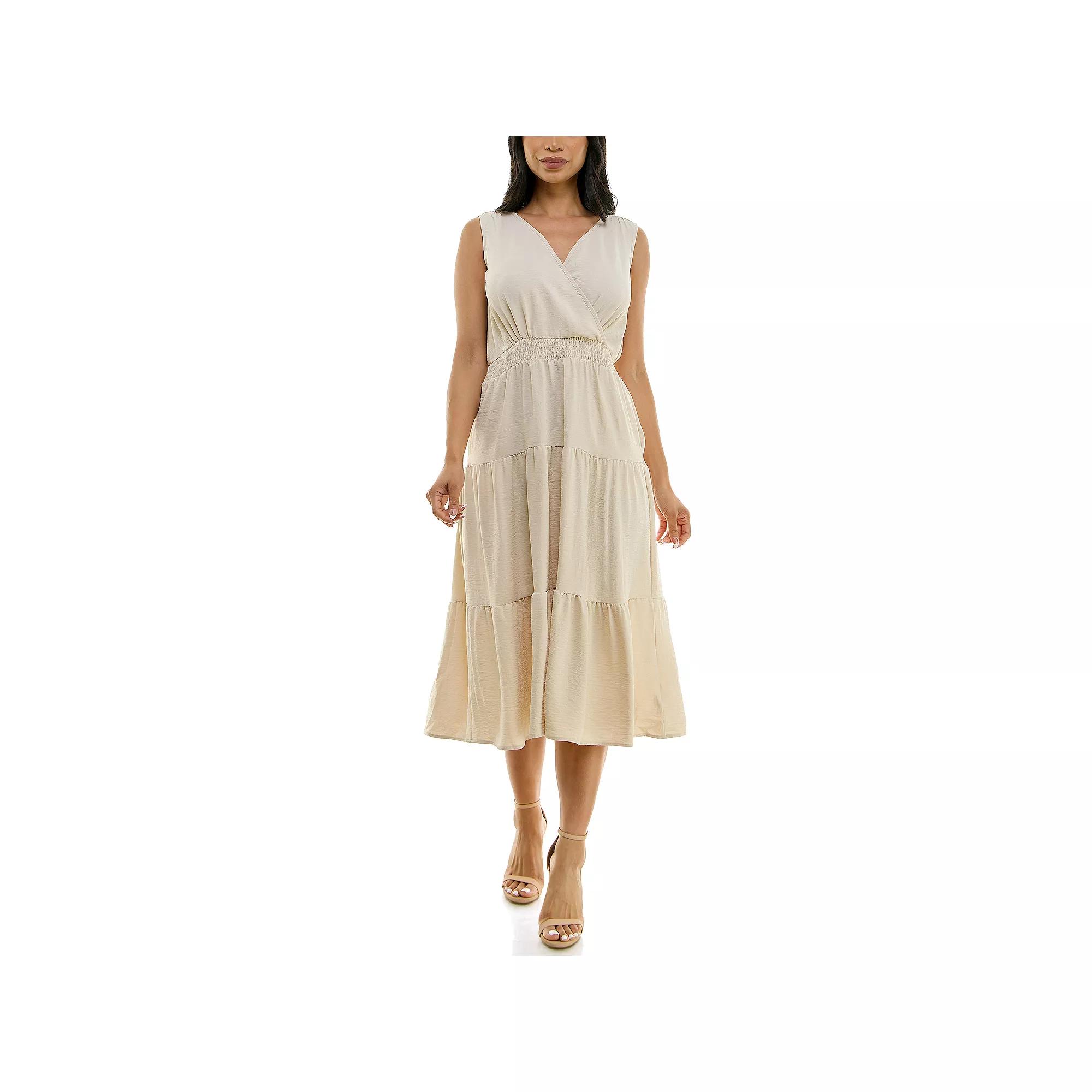 Women's Nina Leonard Tiered Smocked Midi Dress,  Product Image