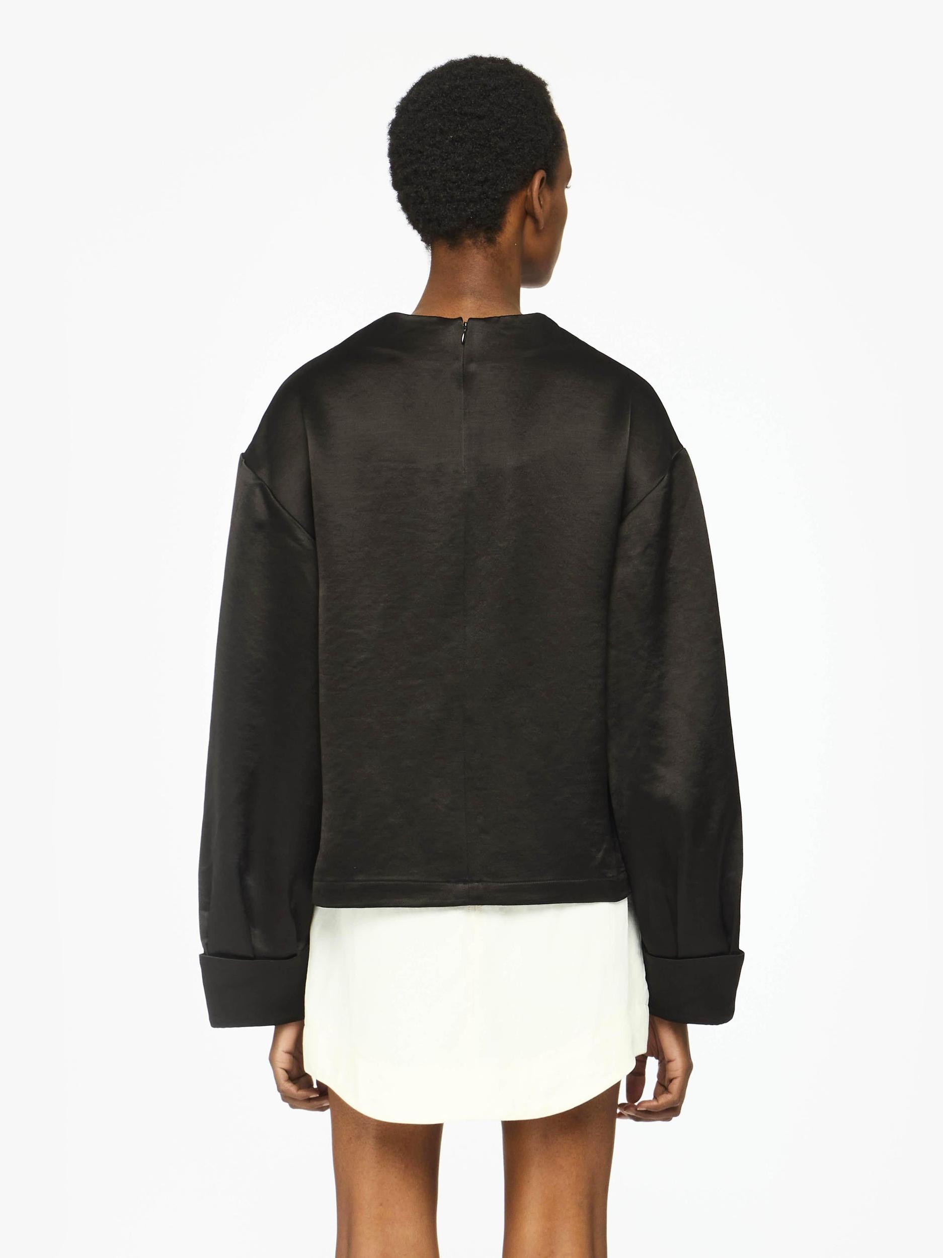 TWISTED SLEEVE SATIN TOP Product Image