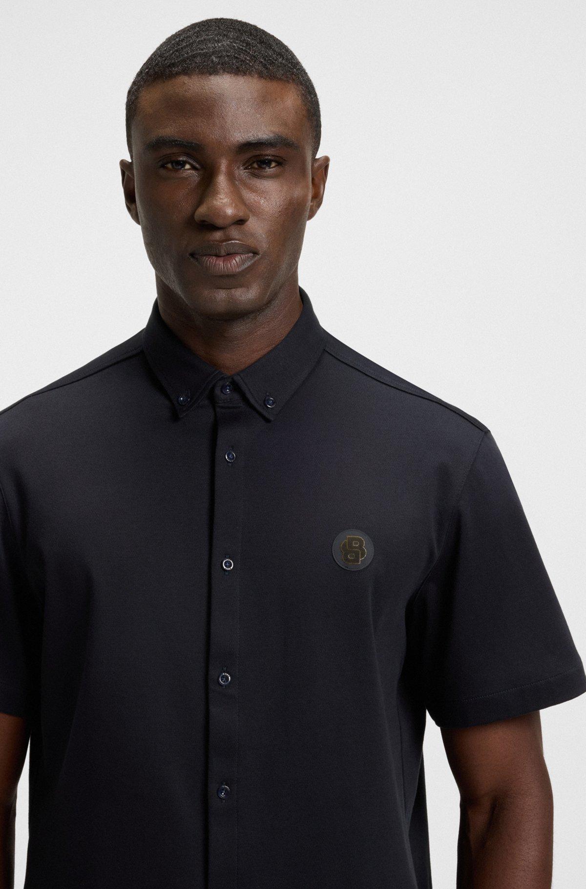 Regular-fit shirt in knitted cotton Product Image